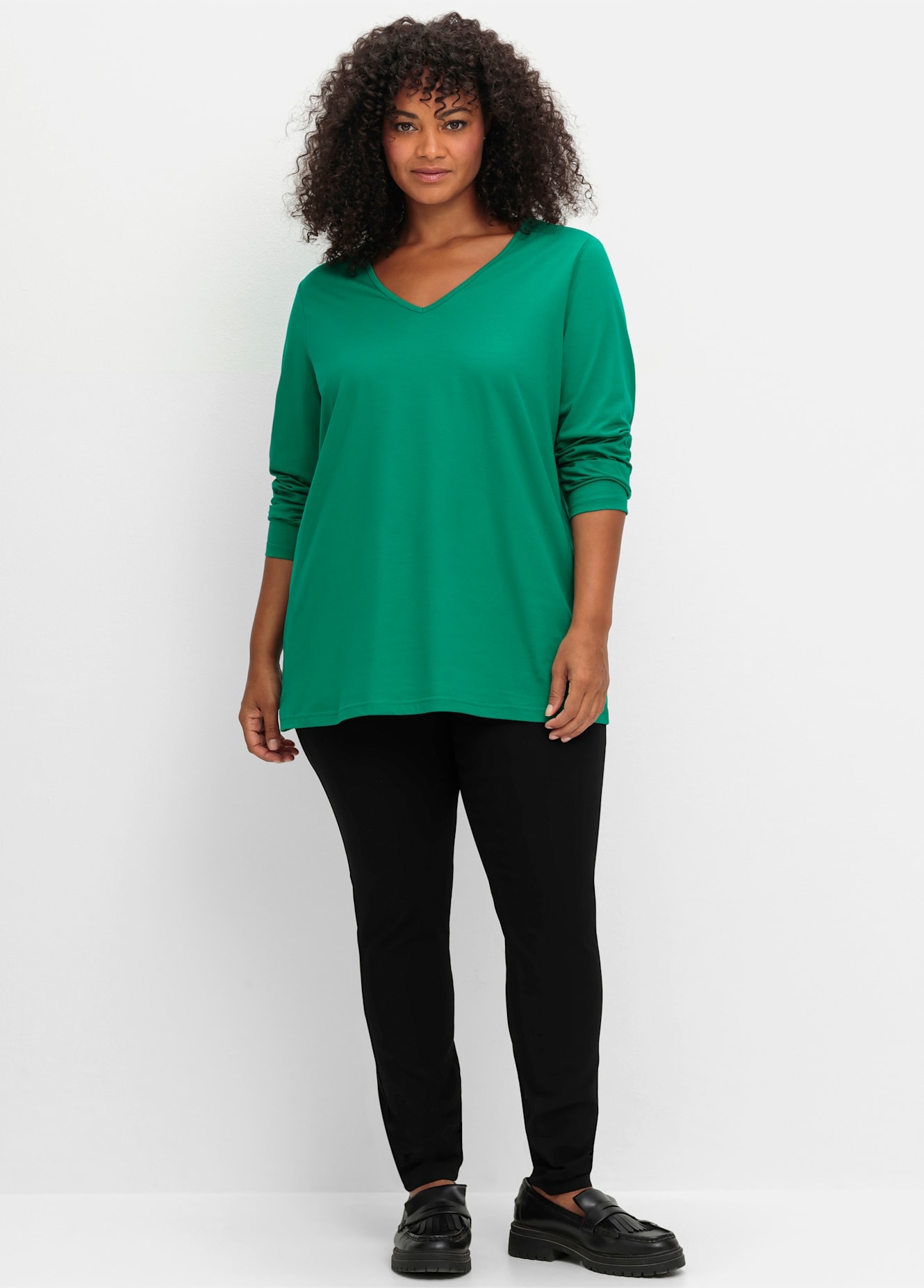 Sheego V-Shirt "Langarmshirt", (1 tlg.) günstig online kaufen