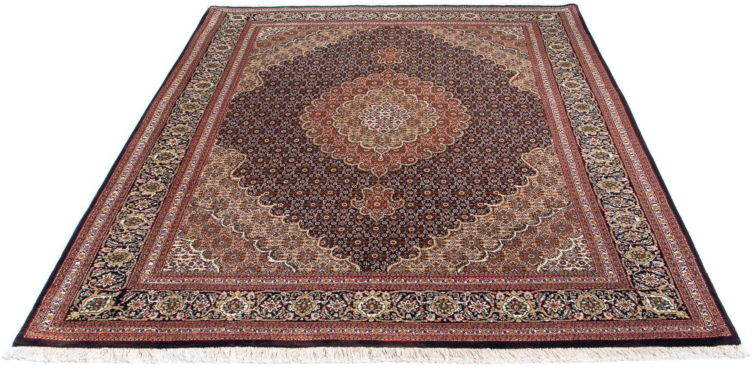 morgenland Orientteppich "Perser - Täbriz - 205 x 154 cm - dunkelbraun", rechteckig, 10 mm Höhe, Wohnzimmer, Handgeknüpf