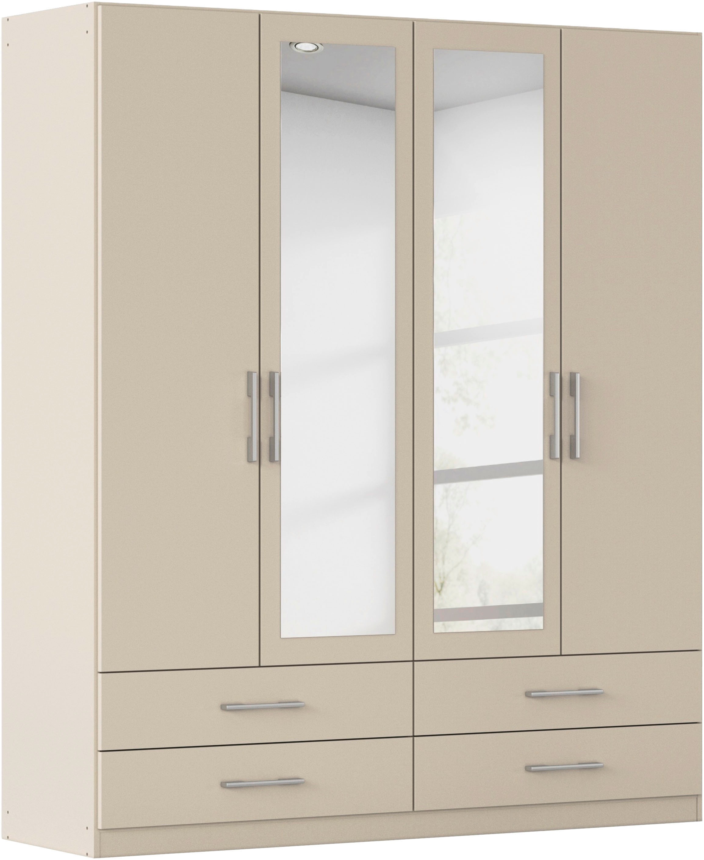 rauch Kleiderschrank "Schrank Garderobenschrank Mehrzweckschrank Schlafzimmer HERSBRUCK" 3 verschiedene Ausstattungen BASIC/CLASSIC/PREMIUM (inkl. SOFT-CLOSE), mit großzügigen Schubladen sowie Spiegeltüren MADE IN GERMANY