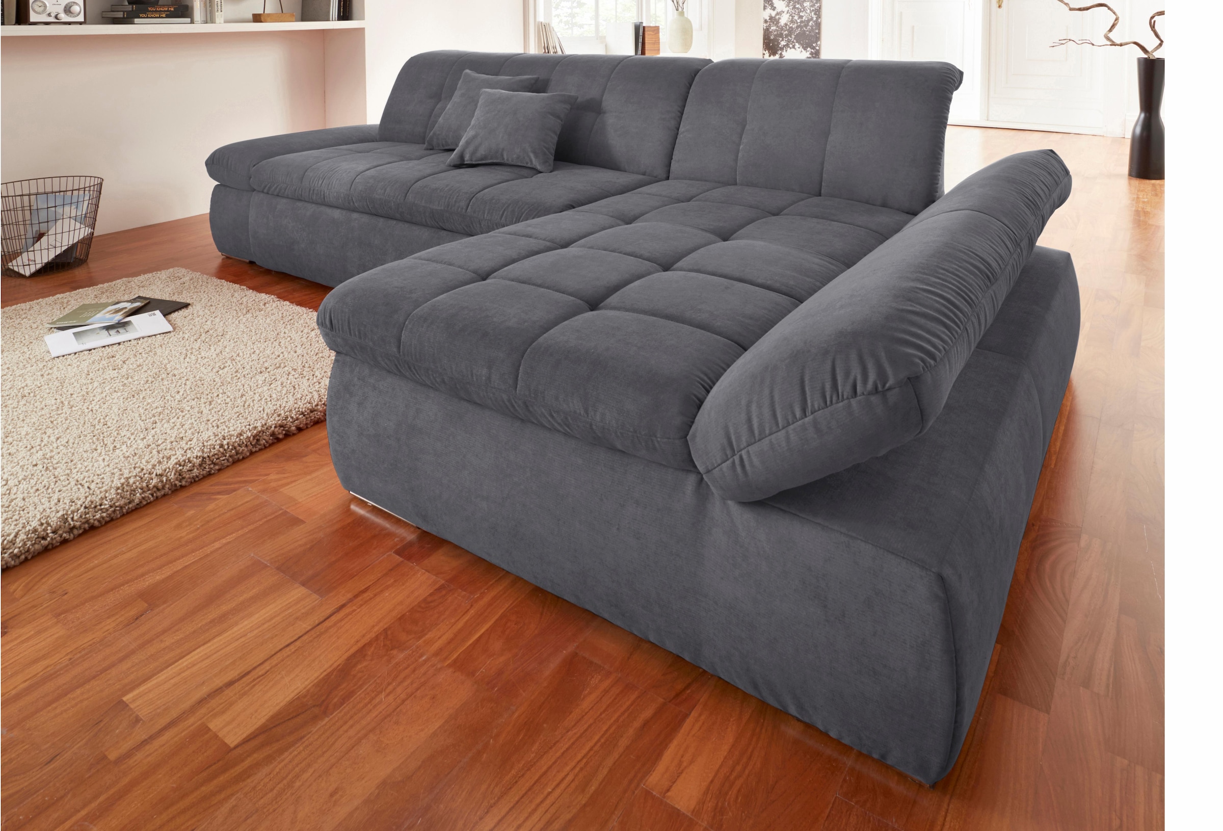 DOMO collection Ecksofa "NMORIC XXL, 300x172x80cm, viel Platz, bequem, L-Form" wahlweise mit Bettfunktion und Armlehnverstellung