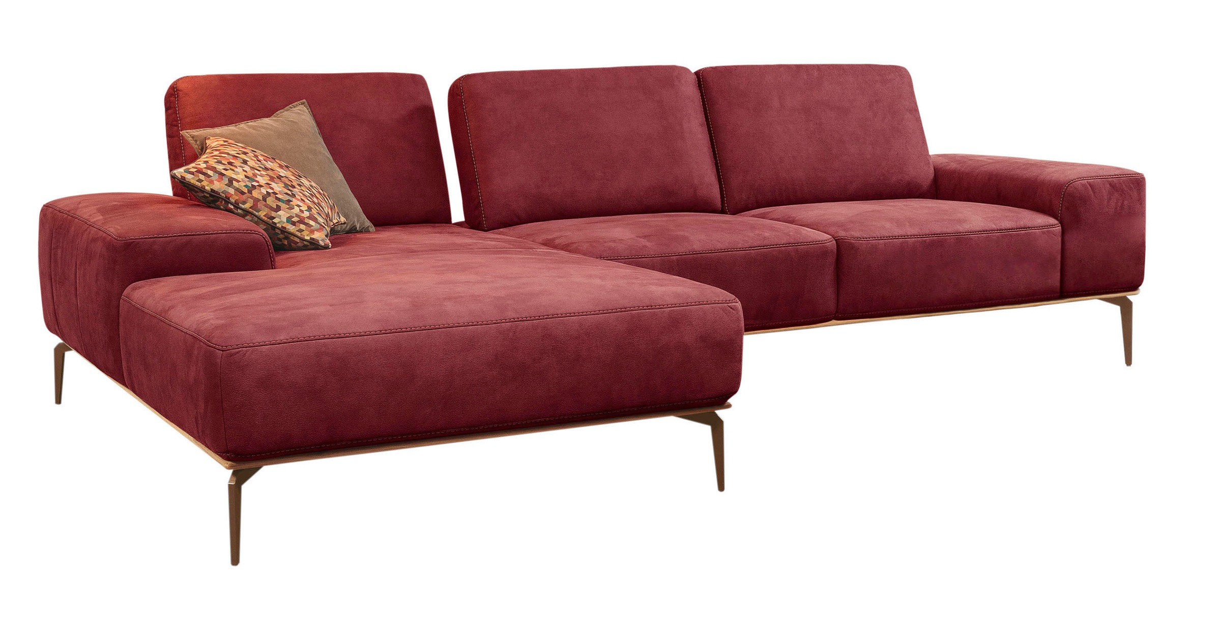 W.SCHILLIG Ecksofa »run, Designsofa mit tollem Sitzkomfort, bequem, L-Form«, mit Holzsockel, Füße in Bronze pulverbeschichtet, Breite 319 cm