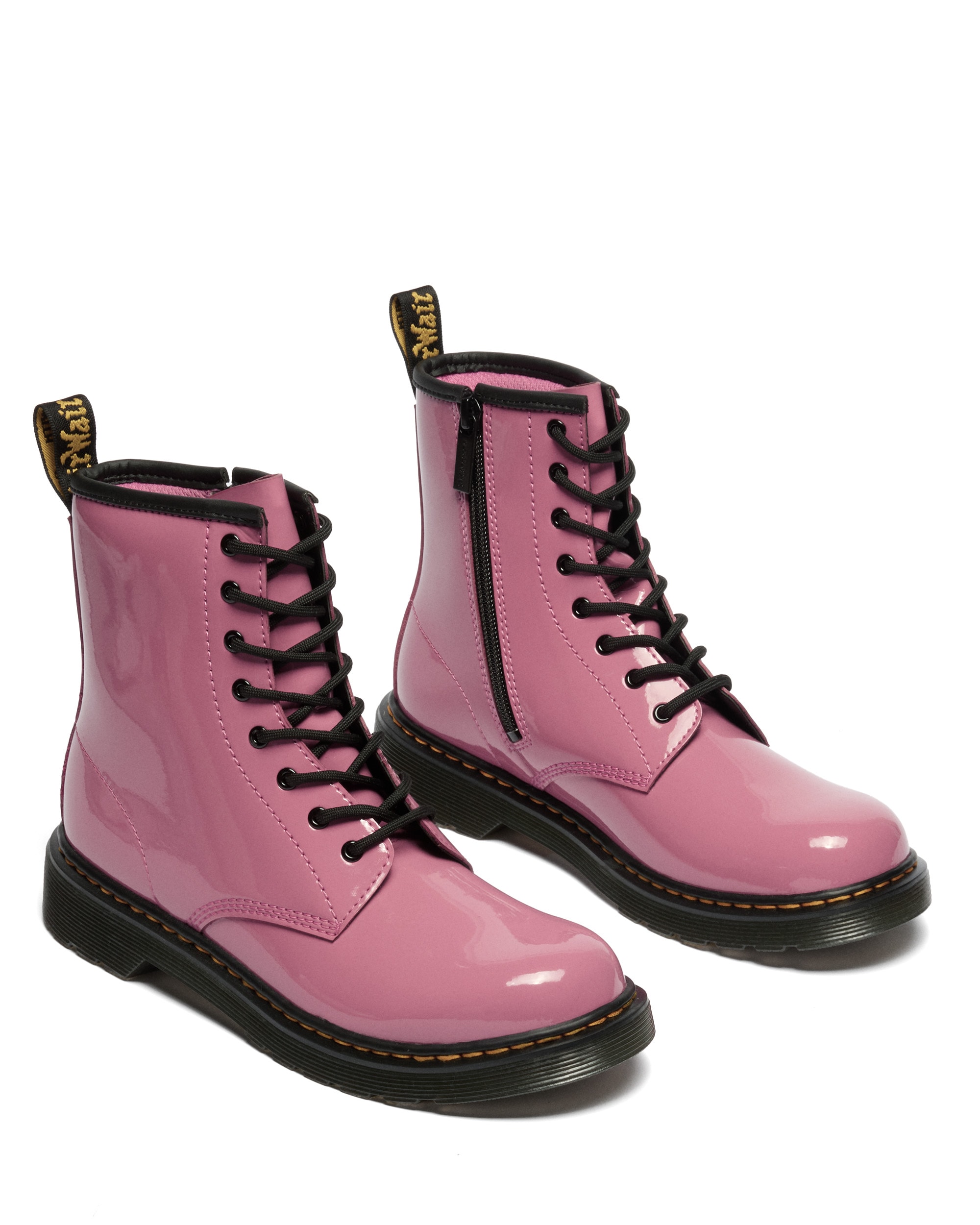 DR. MARTENS Schnürboots "1460 Y Black Patent Lamper" Kinder Stiefel, Boots mit logobedruckter Anziehlasche