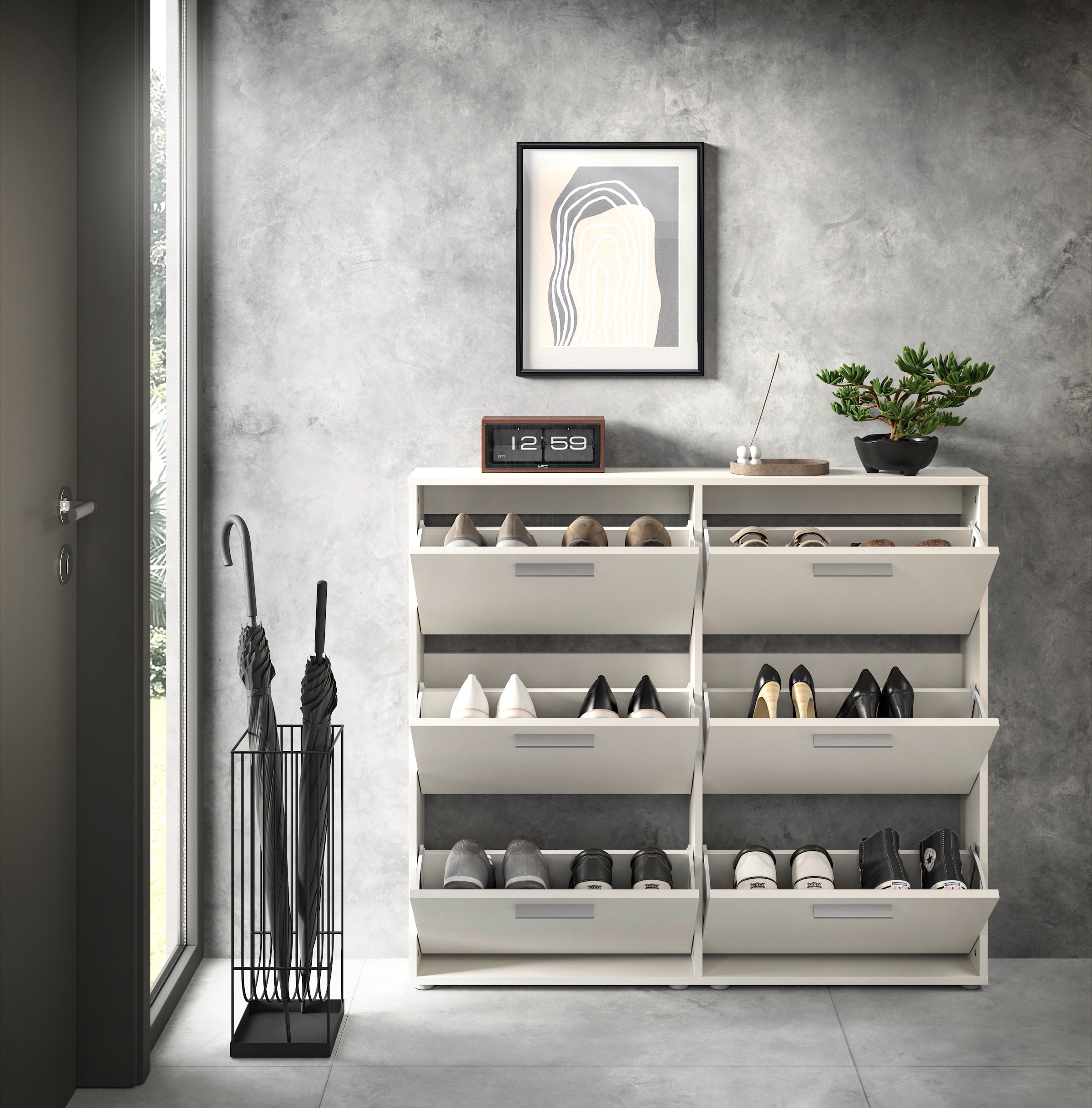 HBZ Schuhkommode »Sam Schuhkipper, Schuhschrank BxHxT 116x103x17 cm«, (1 St.), mit 6 Klappen