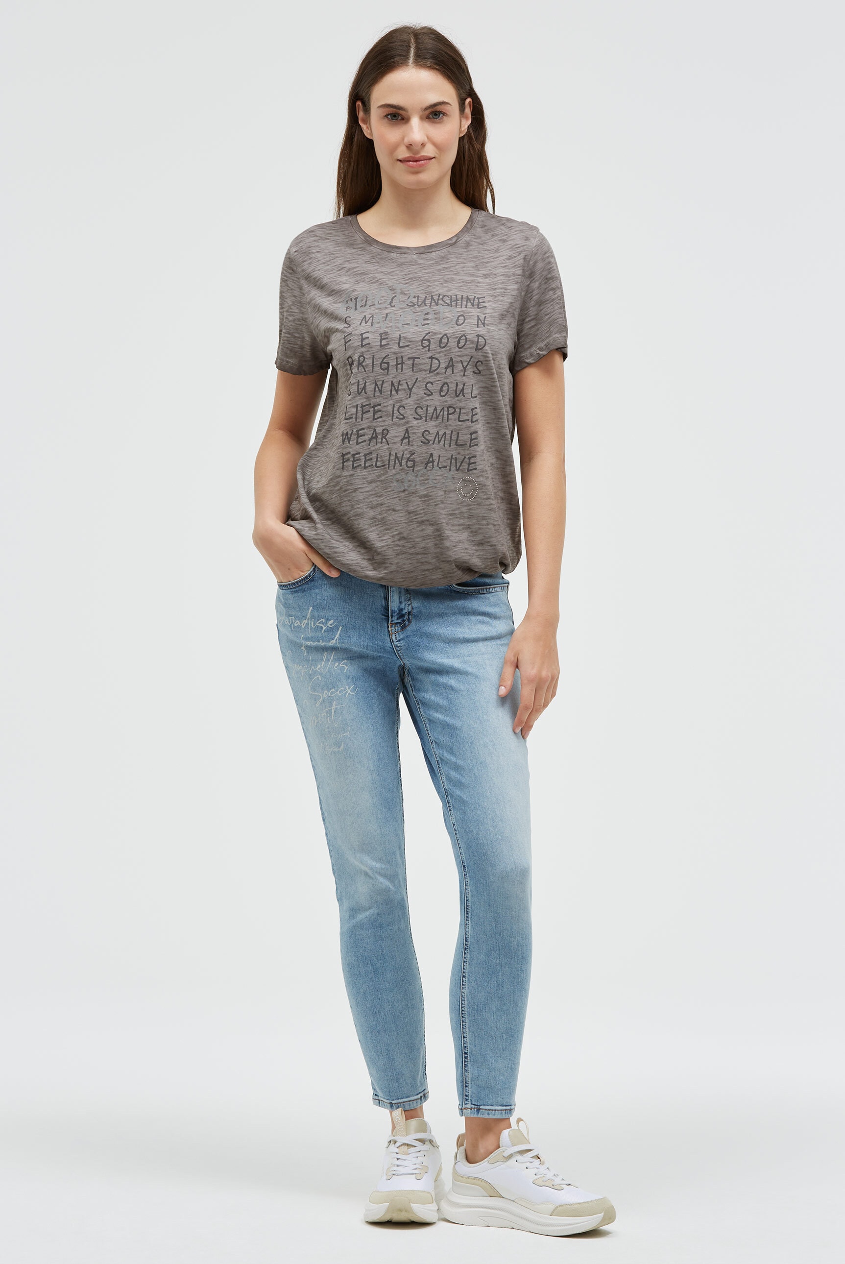 SOCCX Rundhalsshirt mit Gummizug im Saum