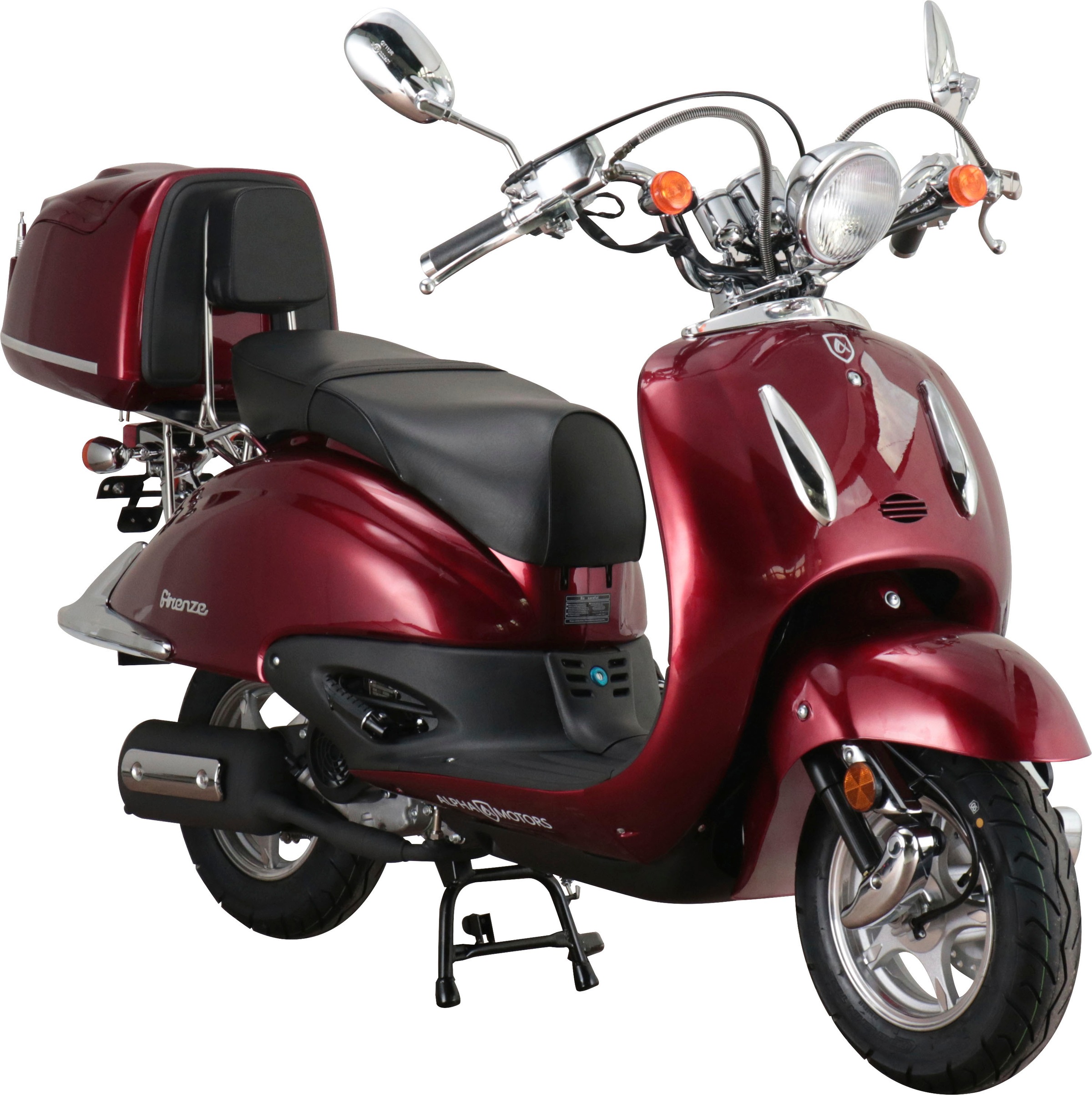 Alpha Motors Motorroller "Retro Firenze" 50 cm³ 45 km/h Euro 5 2,99 mit Topcase, mit Lenkerschloss, im Retro-Look