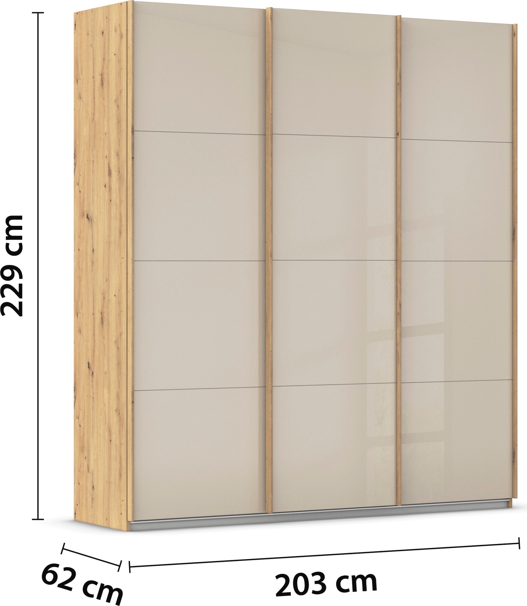rauch Schwebetürenschrank »Kleiderschrank Schrank Garderobe AGORDO mit Glasfront«, durchdachte Innenausstattung, in 4 Breiten und 2 Höhen MADE IN GERMANY