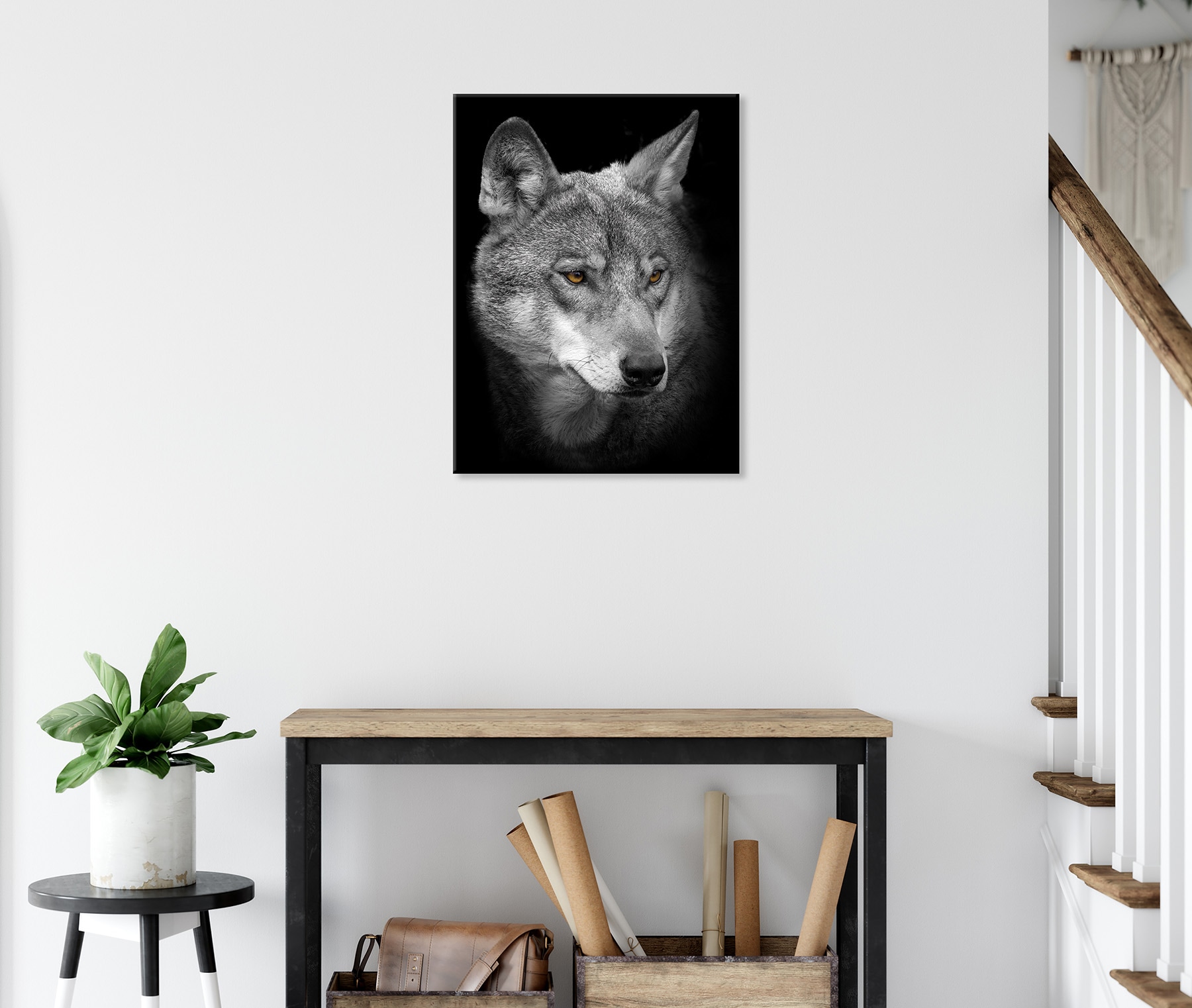 Bönninghoff Leinwandbild »Wandbild WOLF 46x61 cm – Leinwandbild Keilrahmen Deko modern« Wildtiere | Wolfbilder | Wölfe 1 Stk. tlg. auf Keilrahmen gespannt