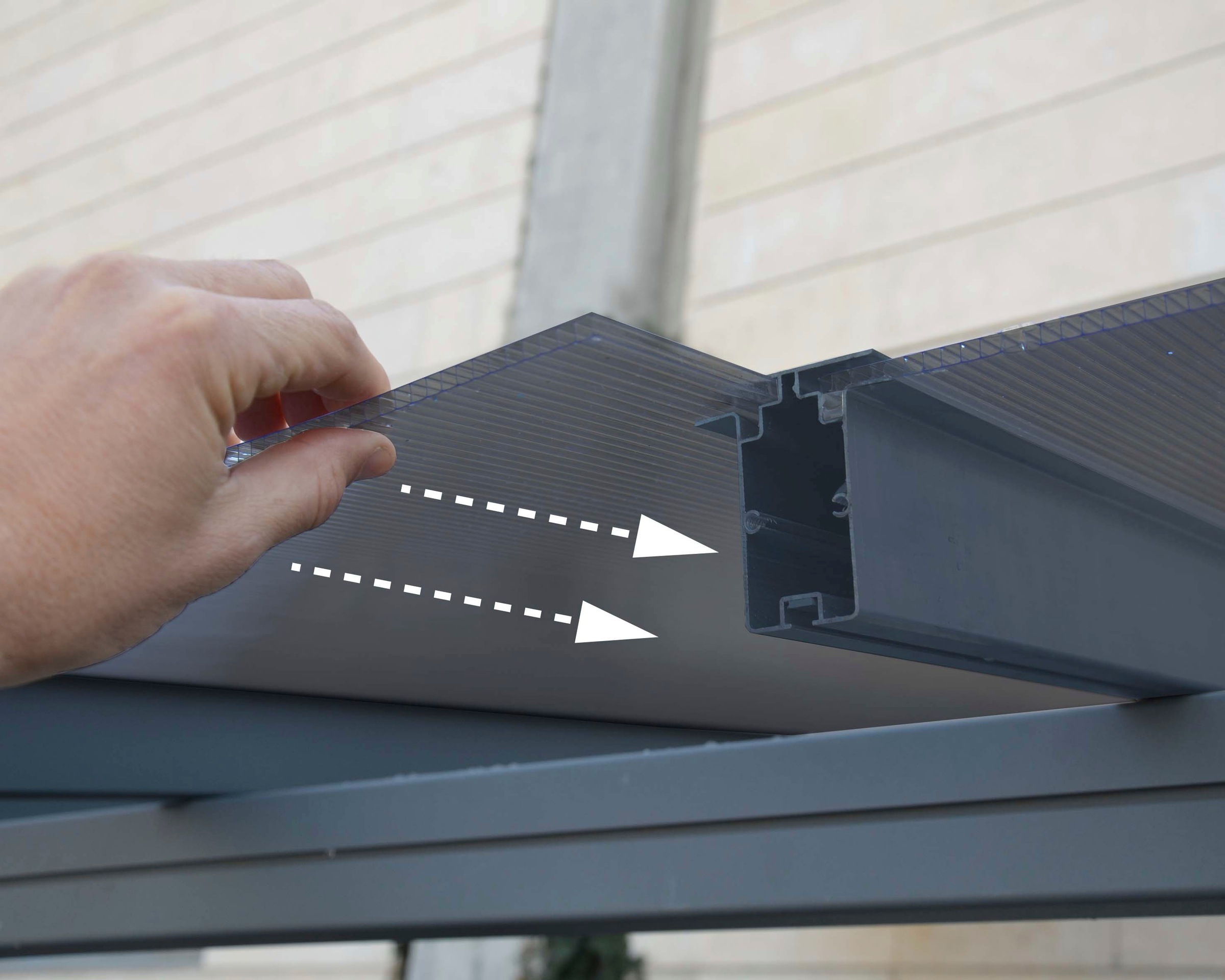 Thumbnail - Palram - Canopia Einzelcarport "Verona" Aluminium 263 cm Anthrazit 6mm starke Polycarbonat-Stegplatten