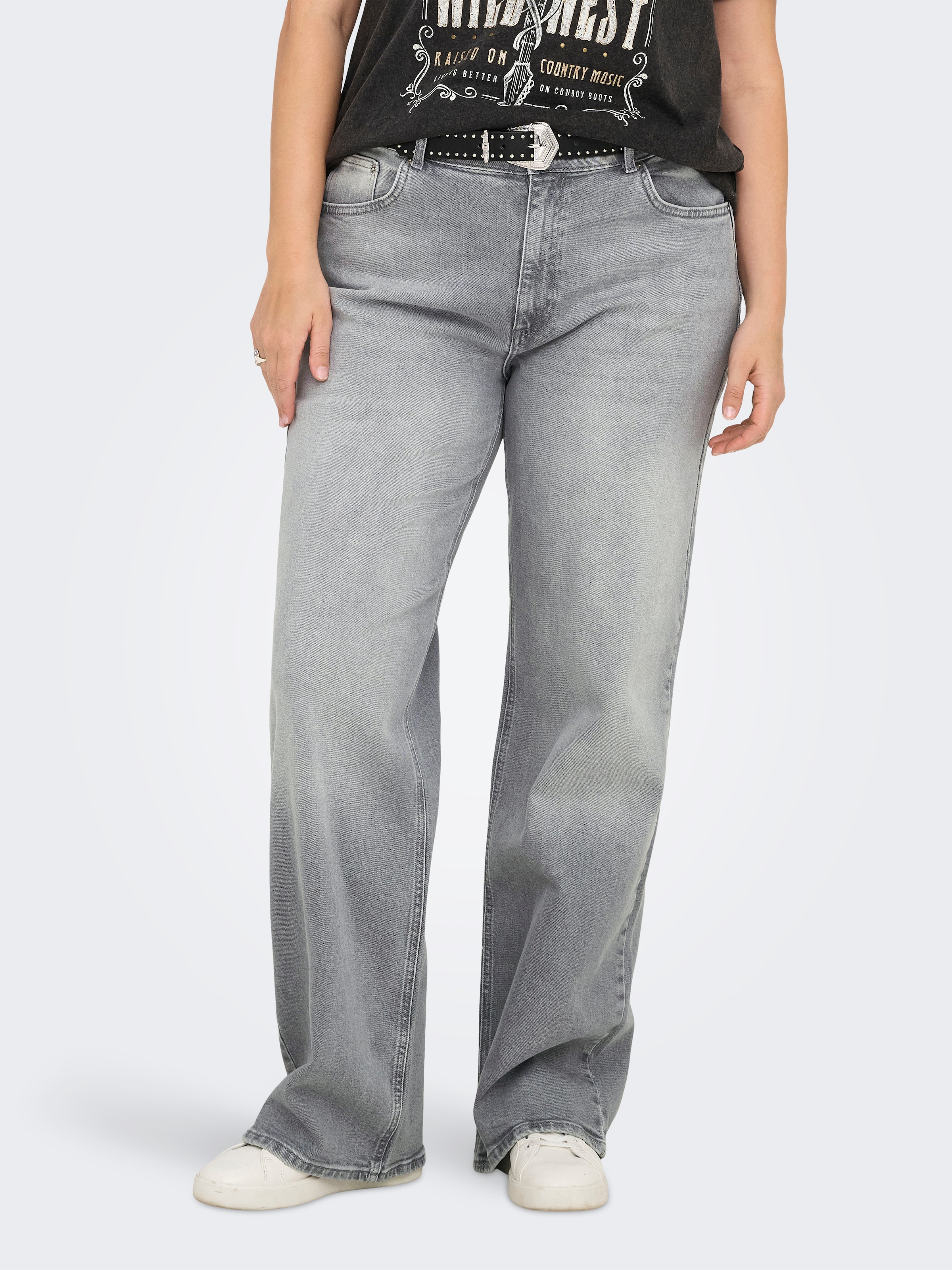 ONLY CARMAKOMA Weite Jeans "CARJUICY HW WIDE LEG REA707 DNM" Baumwollmischung, High Waist