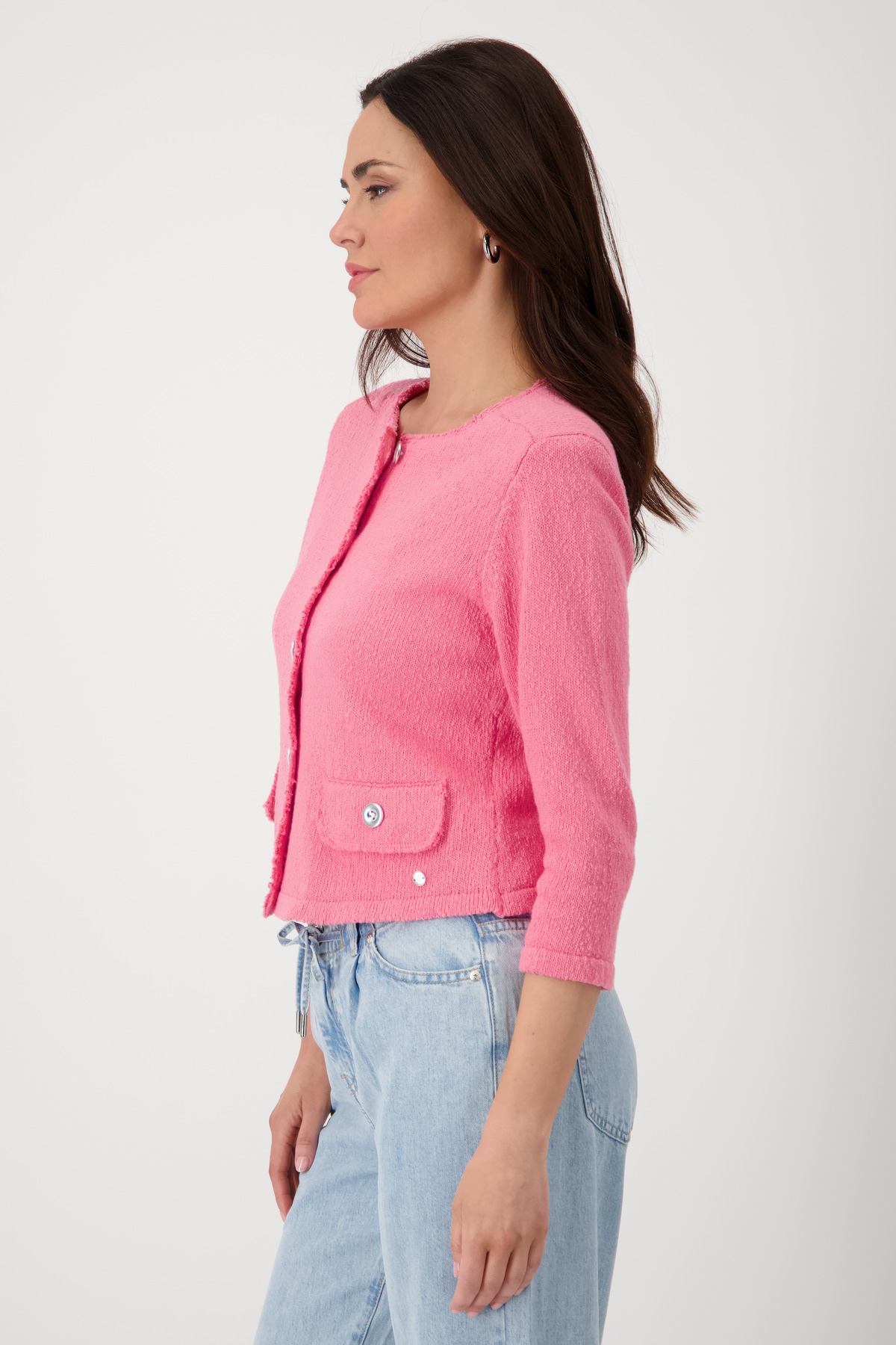 Monari Strickjacke »Jacke Basic Strick Flamme«, Mit Rundhalsausschnitt