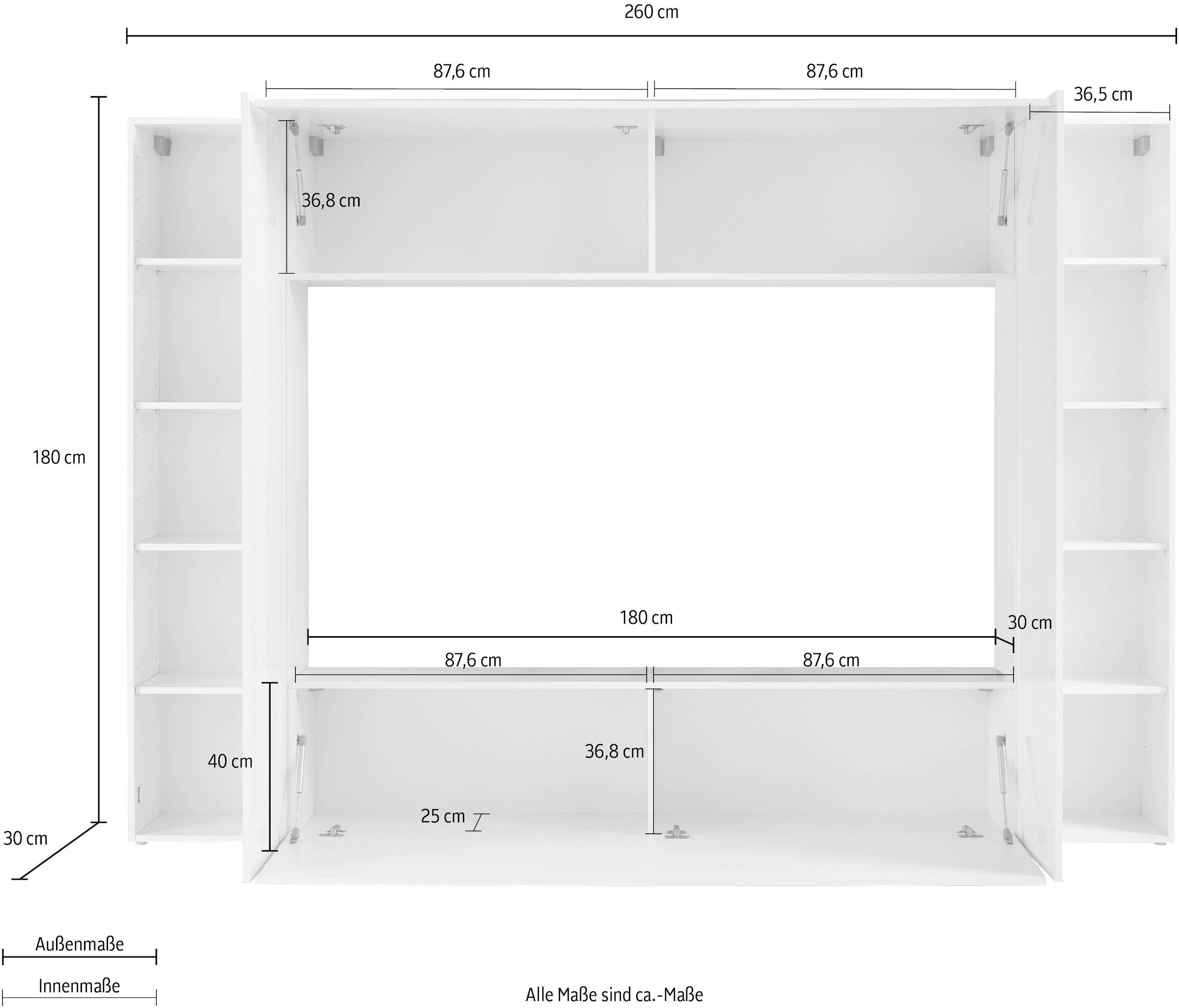 INOSIGN Wohnwand »Maruska«, (Set, 4 St.), Front/ Korpus weiß Hochglanz