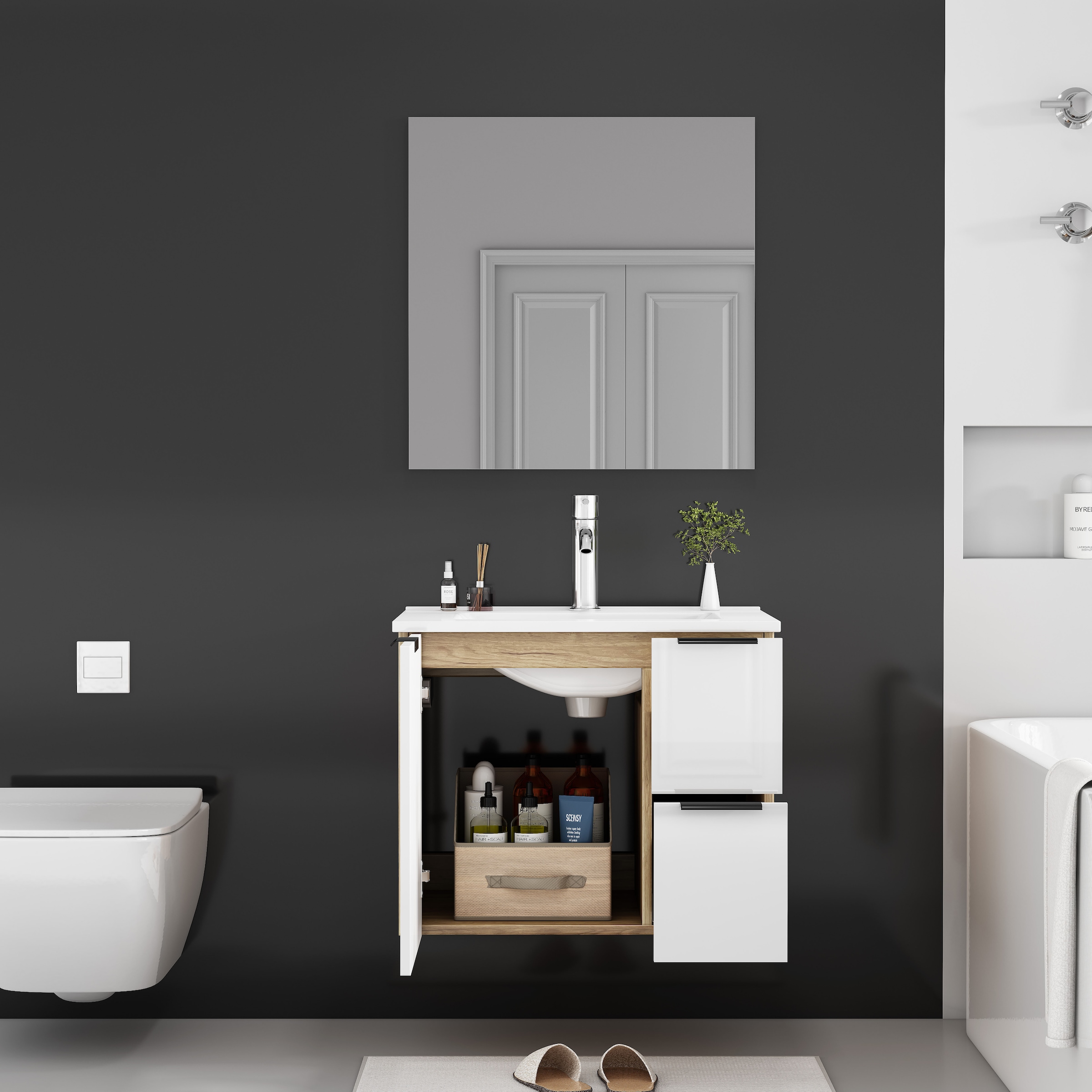 OTTO home Waschtisch »Picante« inkl. Keramikbecken, 60 und 80 cm, 1Tür + 2 Schubladen, wandhängend