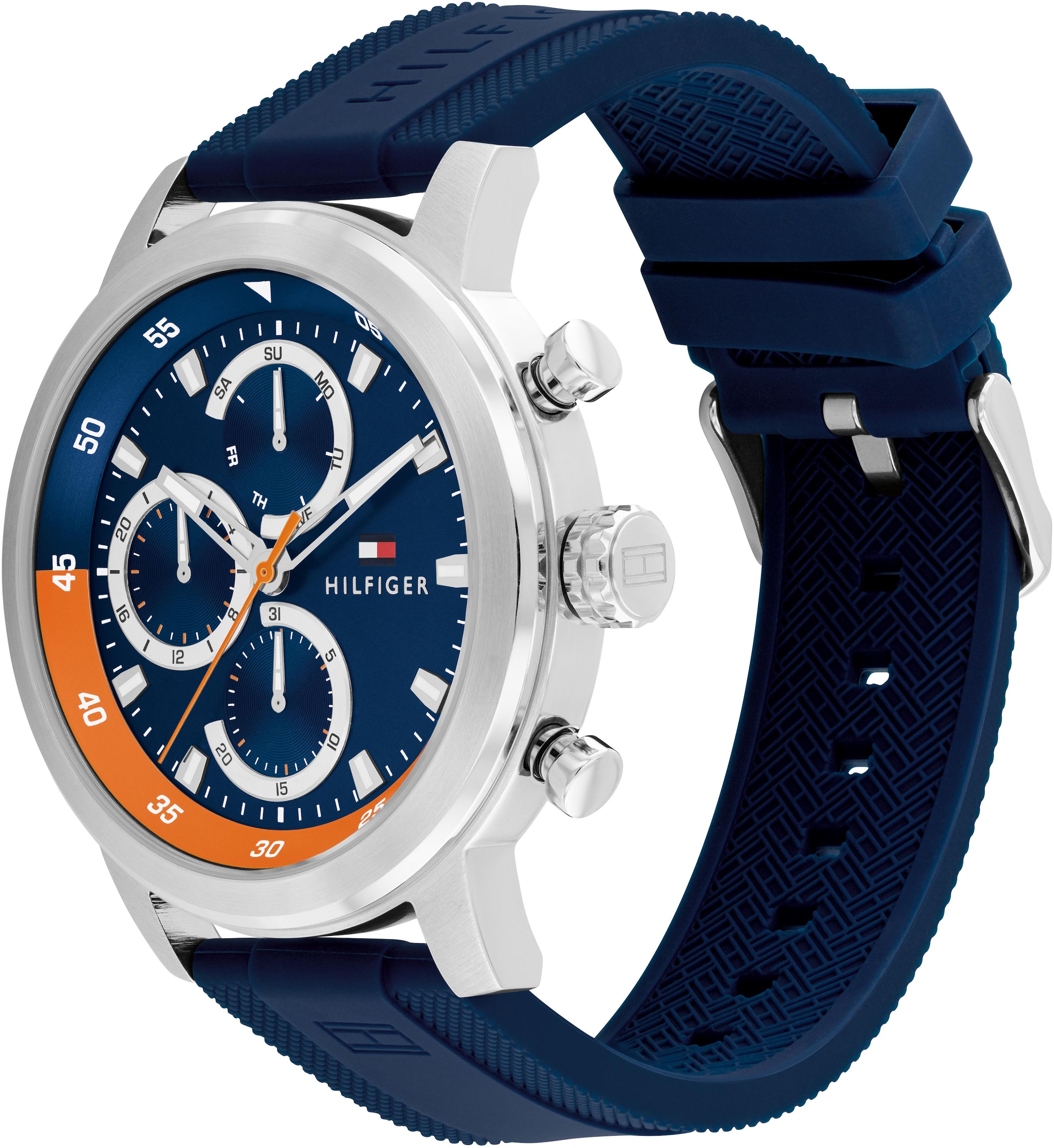 Tommy Hilfiger Multifunktionsuhr »Rocky«, Quarzuhr, Armbanduhr, Herrenuhr, Silikonarmband, analog