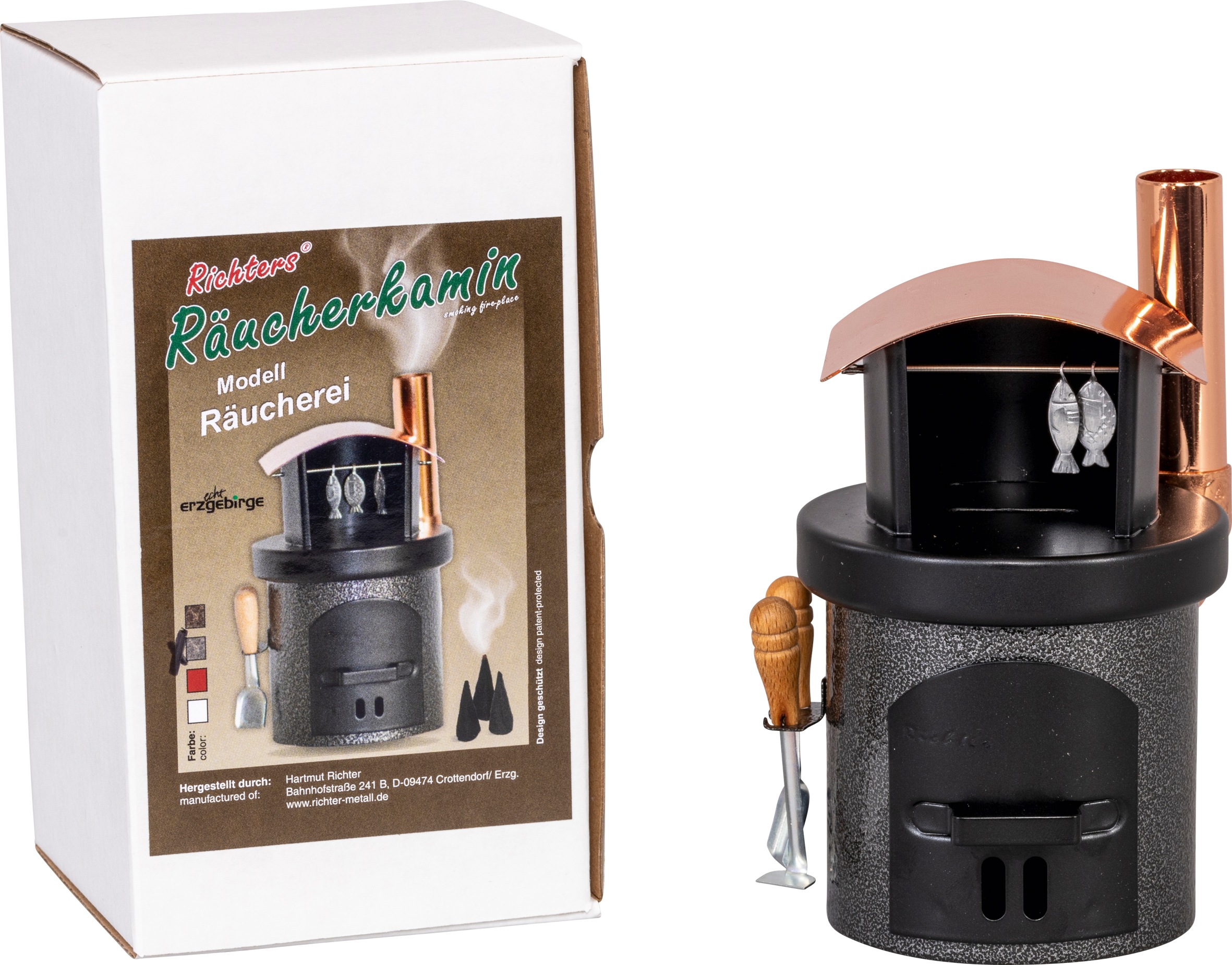 SAICO ORIGINAL Räuchermännchen "Räucherofen, Fischräucherei, aus Metall", H:12,5cm L:7cm T:8cmschwarz, Räucherdeko, BxHxT: 7x12,5x8 cm