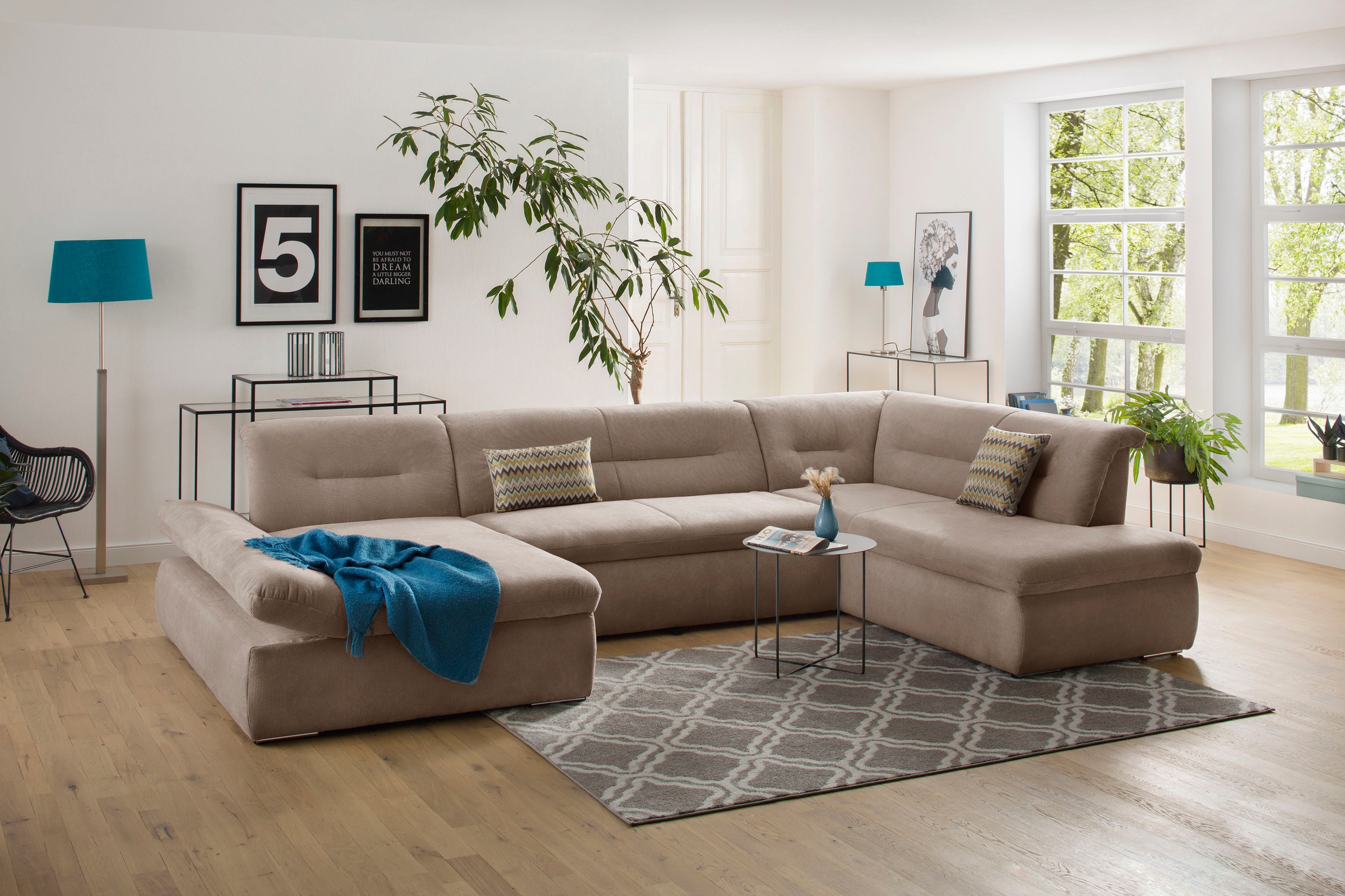 Home affaire Wohnlandschaft "Avesa U-Form" Wahlweise mit Armteilverstellung günstig online kaufen