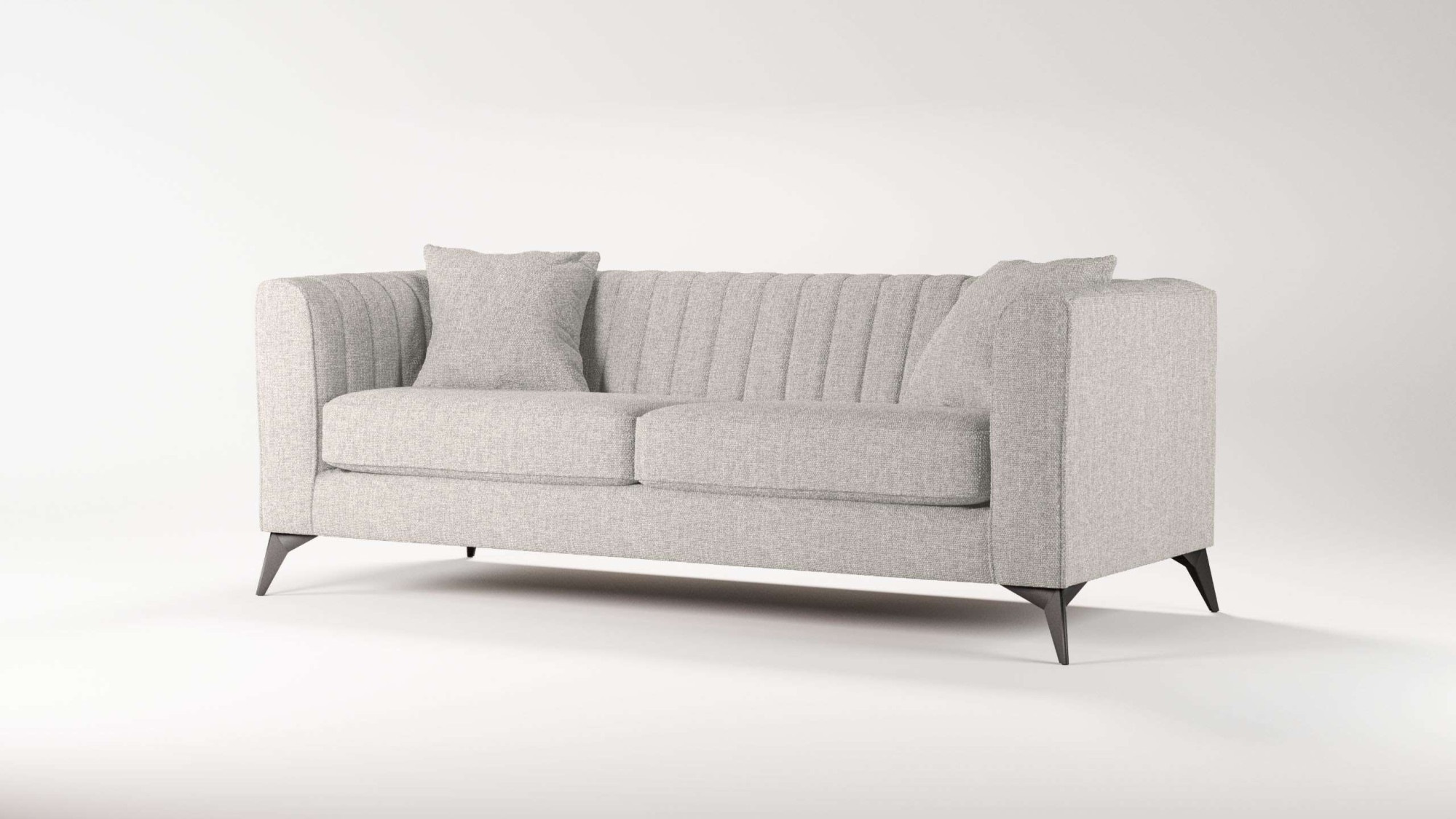 Places of Style 3-Sitzer »MATTHEW elegantes Designsofa, Maße B/T/H: 201/86/74 cm«, feine Steppung im Rückenbereich, lose Sitzkissen, incl. Zierkissen