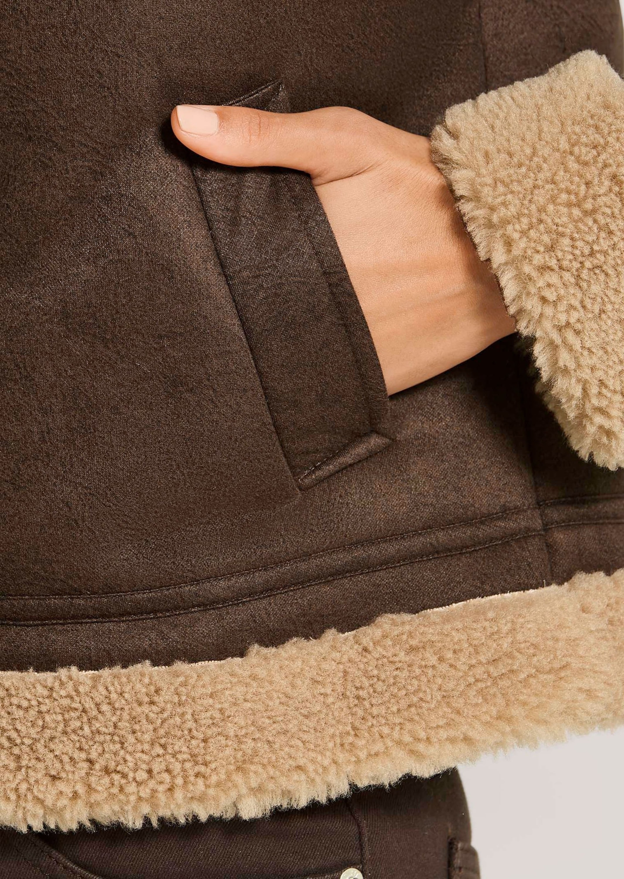 MADELEINE Kurzjacke »Jacke Aviatorjacke mit Teddyfell«