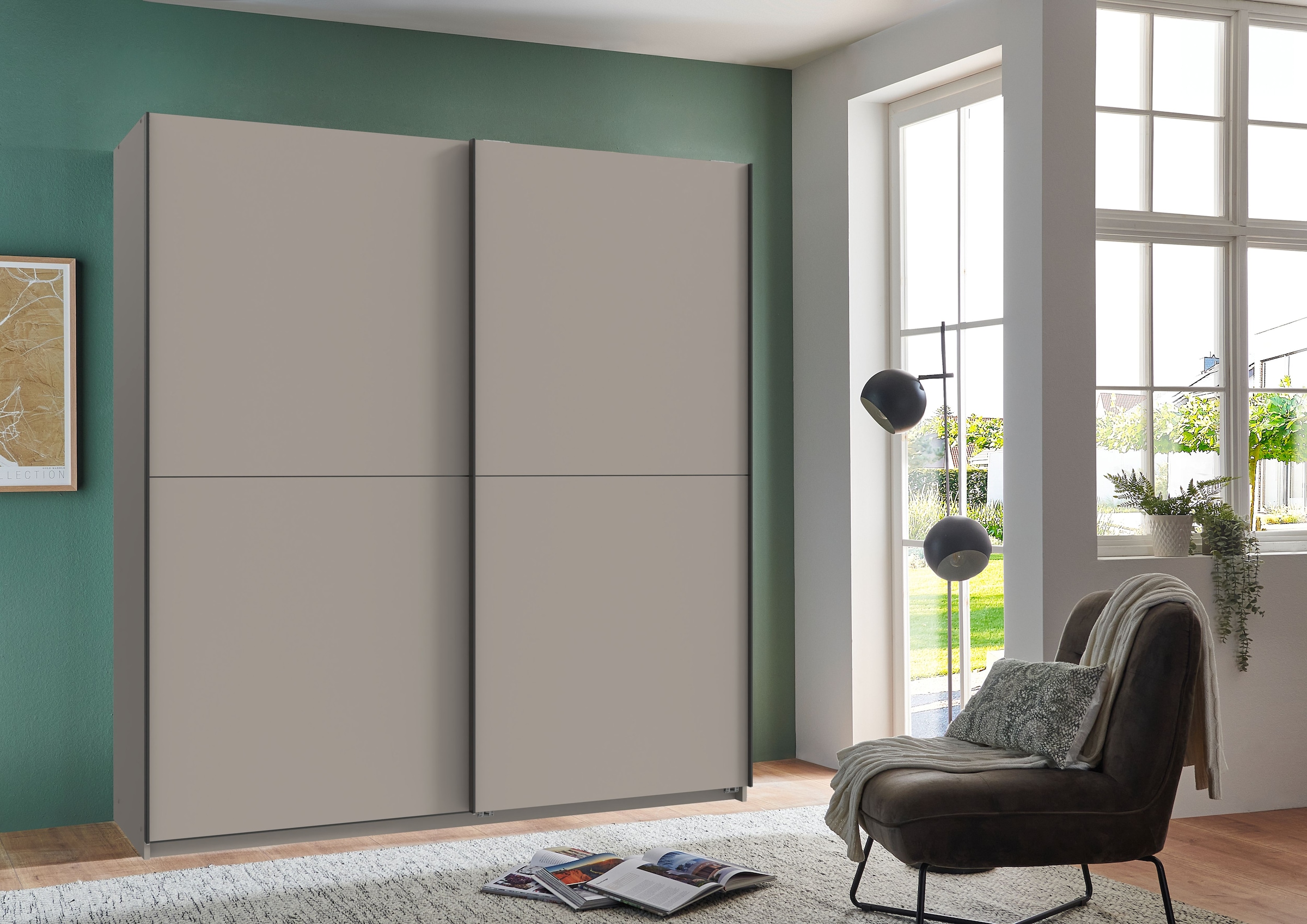 Wimex Kleiderschrank »Mugano, B/T/H 135 oder 180/65/198cm, Made in Germany«, (wähle Deine Ausstattung: Basic oder Premium!), 2 Schwebetüren mit oder ohne Spiegel, Metallgriffe
