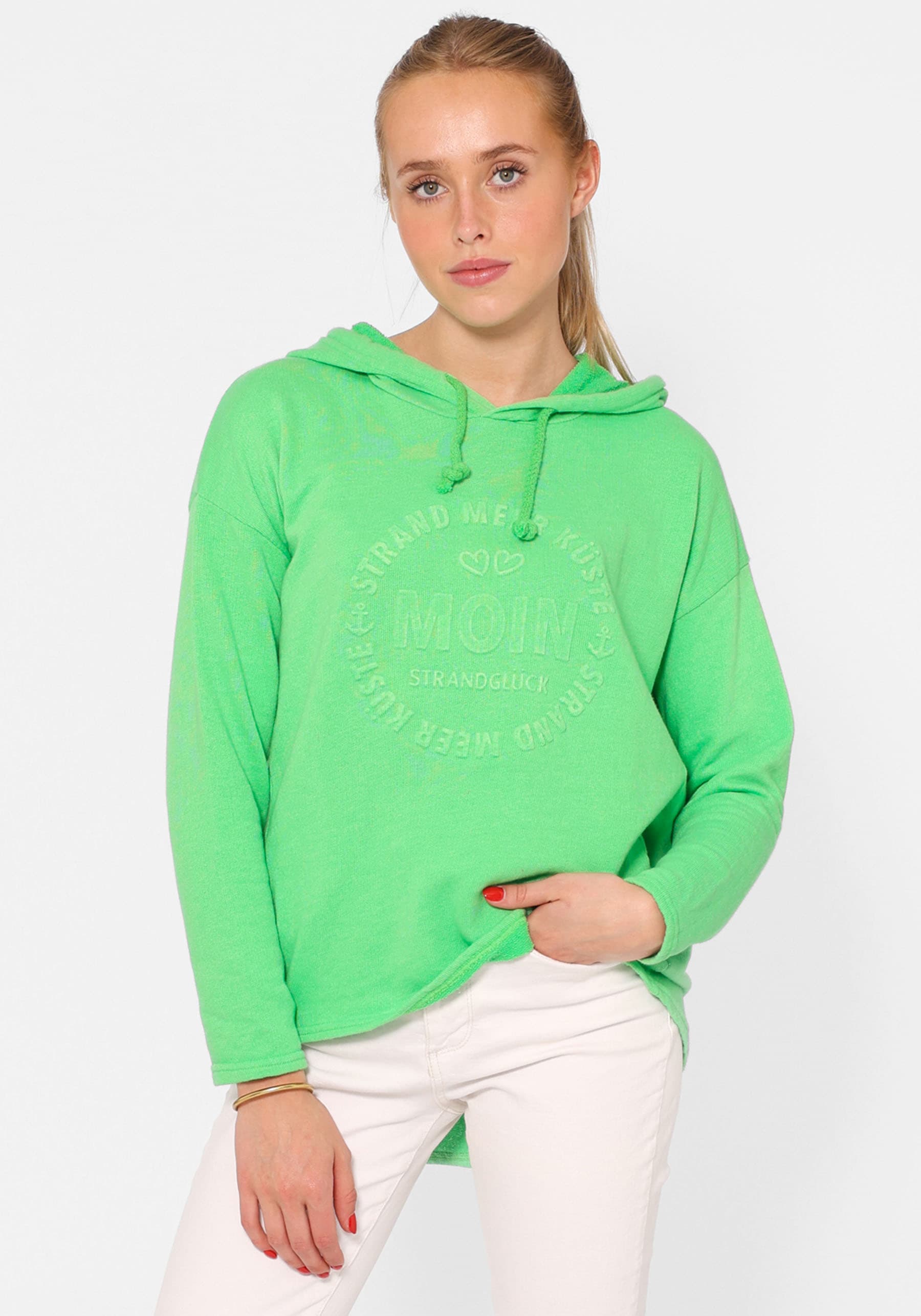 Zwillingsherz Hoodie "Hoodie Stempeldruck "Moin"", Sweatshirt im Used-Look mit Kapuze und Stempeldruck