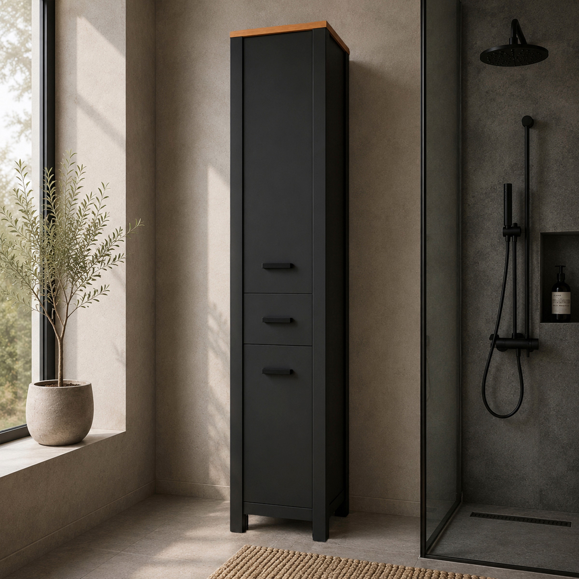 Inter Link Mehrzweckschrank »Pienza, Badezimmerschrank, Wasserabweisend, 42 x 40 x 197 cm« 1 Stk. tlg. Hochschrank mit Softclose, verstellbare Einlegeböden & Füße