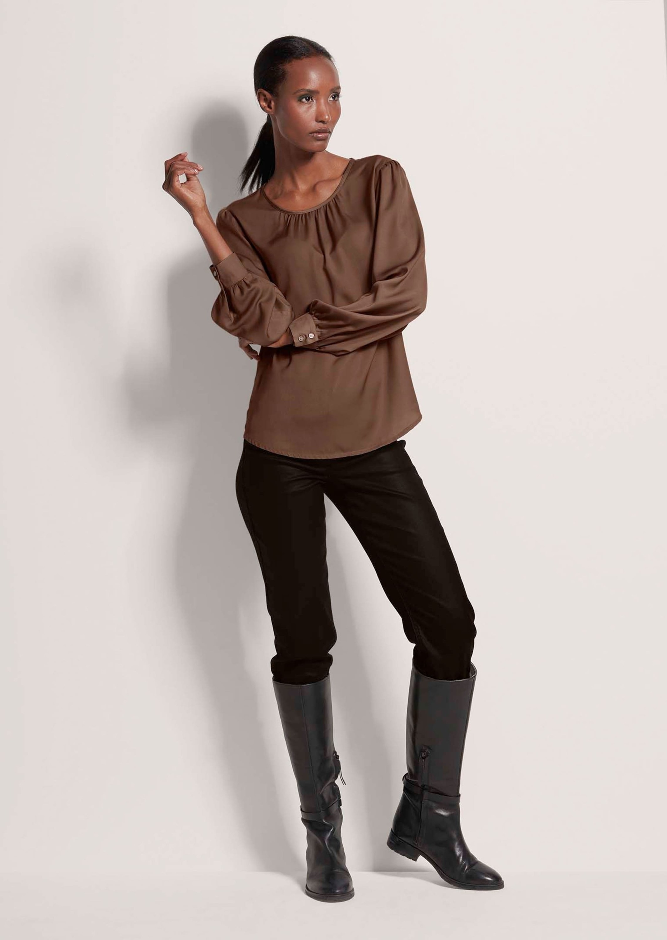 Thumbnail - MADELEINE Langarmbluse "Bluse Satinbluse zum Schlüpfen"