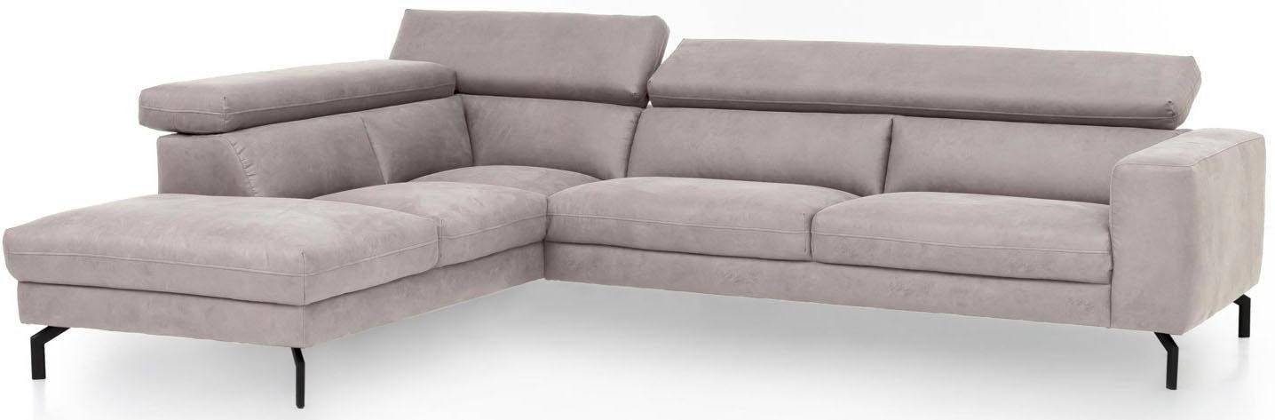 Places of Style Ecksofa »Olanta, L-Form«, mit verstellbaren Kopfstützen