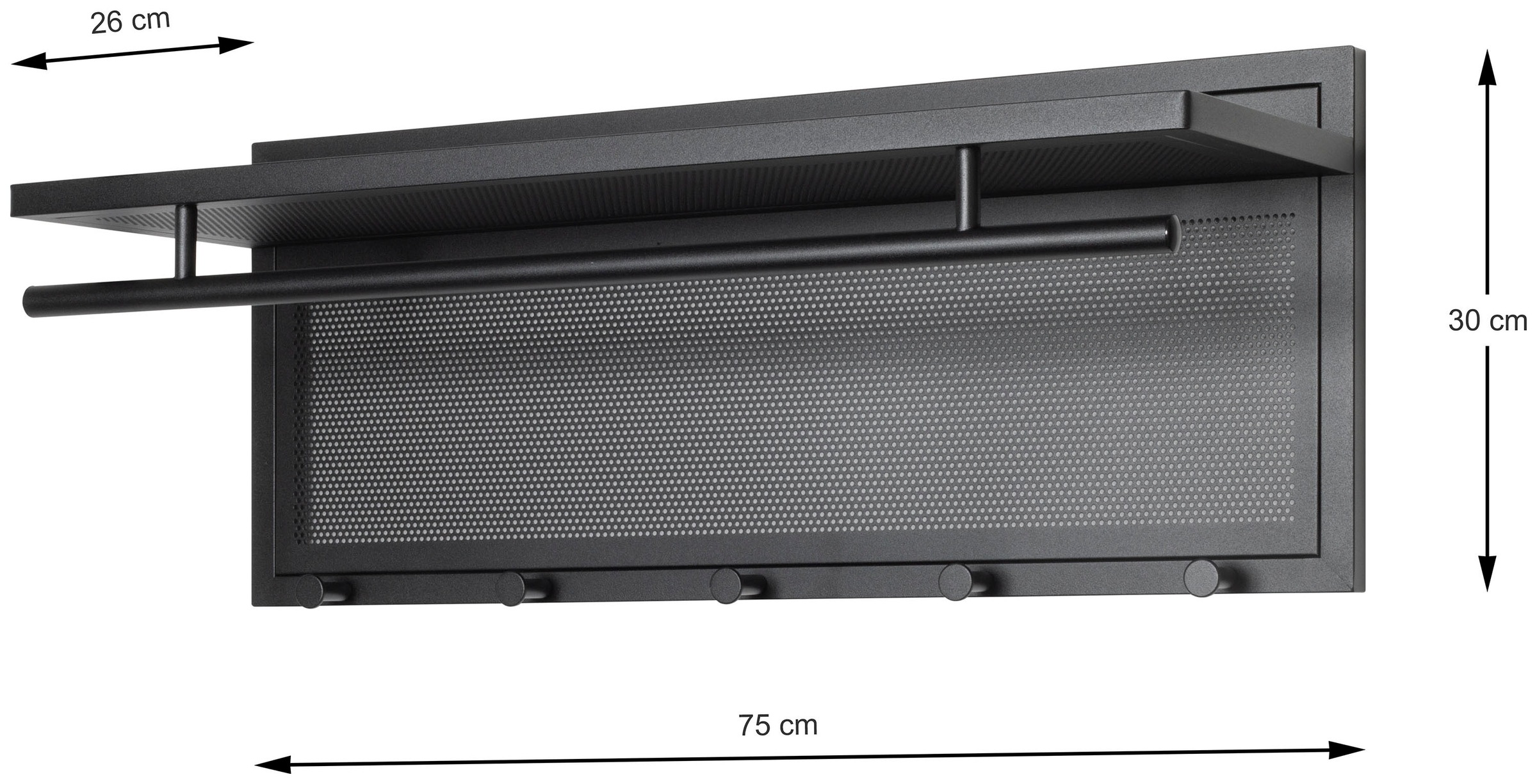 HAKU Wandgarderobe »Wandgarderobe« 1 Stk. tlg. rechteckig- aus Textil Grau - B/T/H 60/50/173 cm