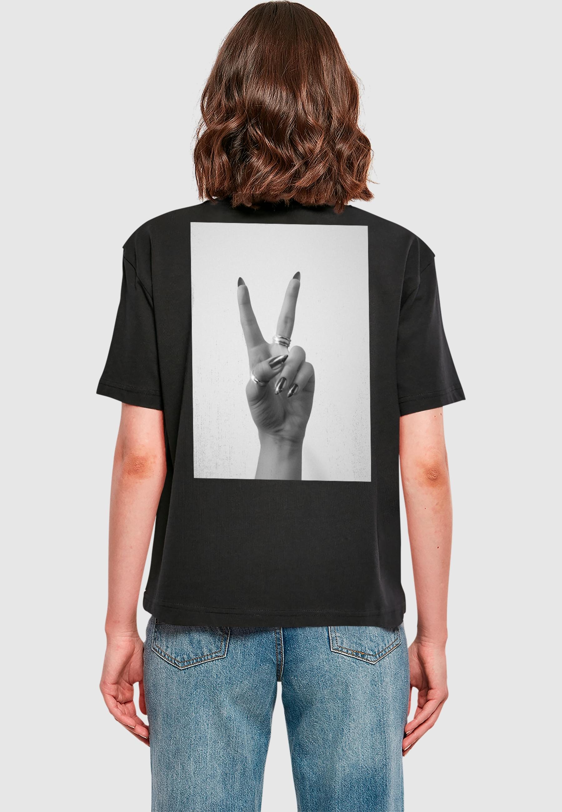 Miss Tee T-Shirt »Miss Tee Damen Girls Peace Hand Tee«, (1 tlg.)
