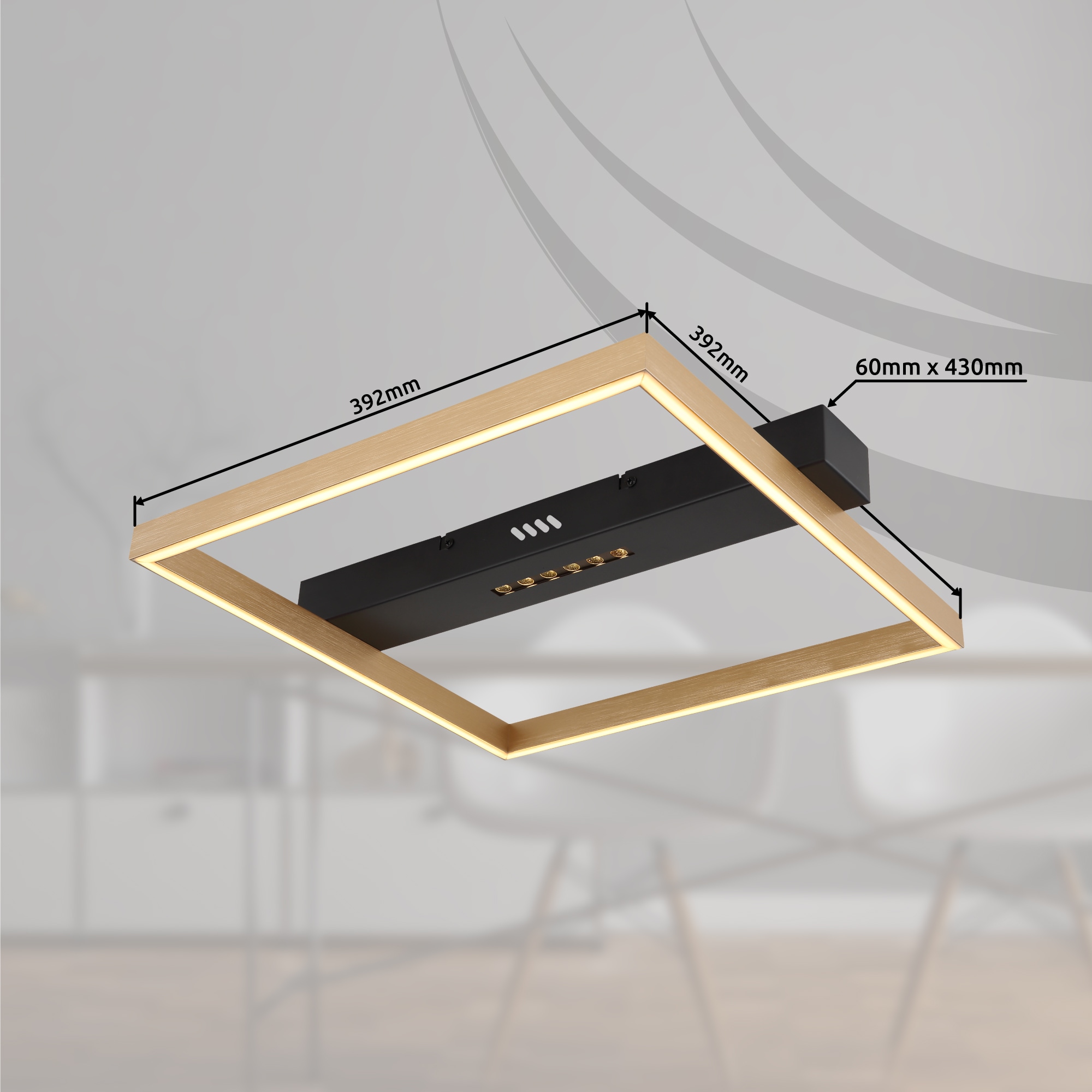 GLOBO LIGHTING LED Deckenleuchte »LUFFY«, Leuchtmittel LED-Modul | LED fest integriert, Deckenlampe/LxBxH: 430x392x69mm/Wohnzimmer/Schlafzimmer/modern
