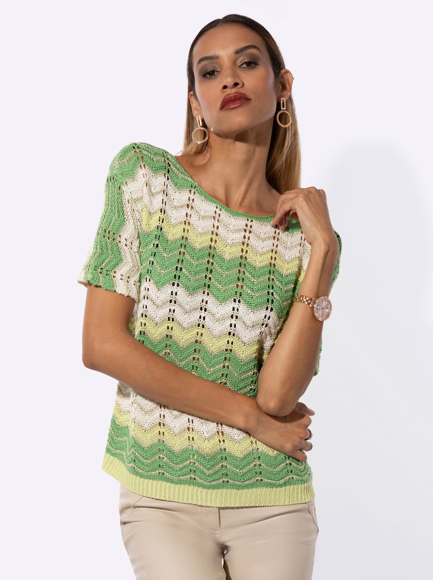 creation L Rundhalspullover "Ajour-Pullover" günstig online kaufen