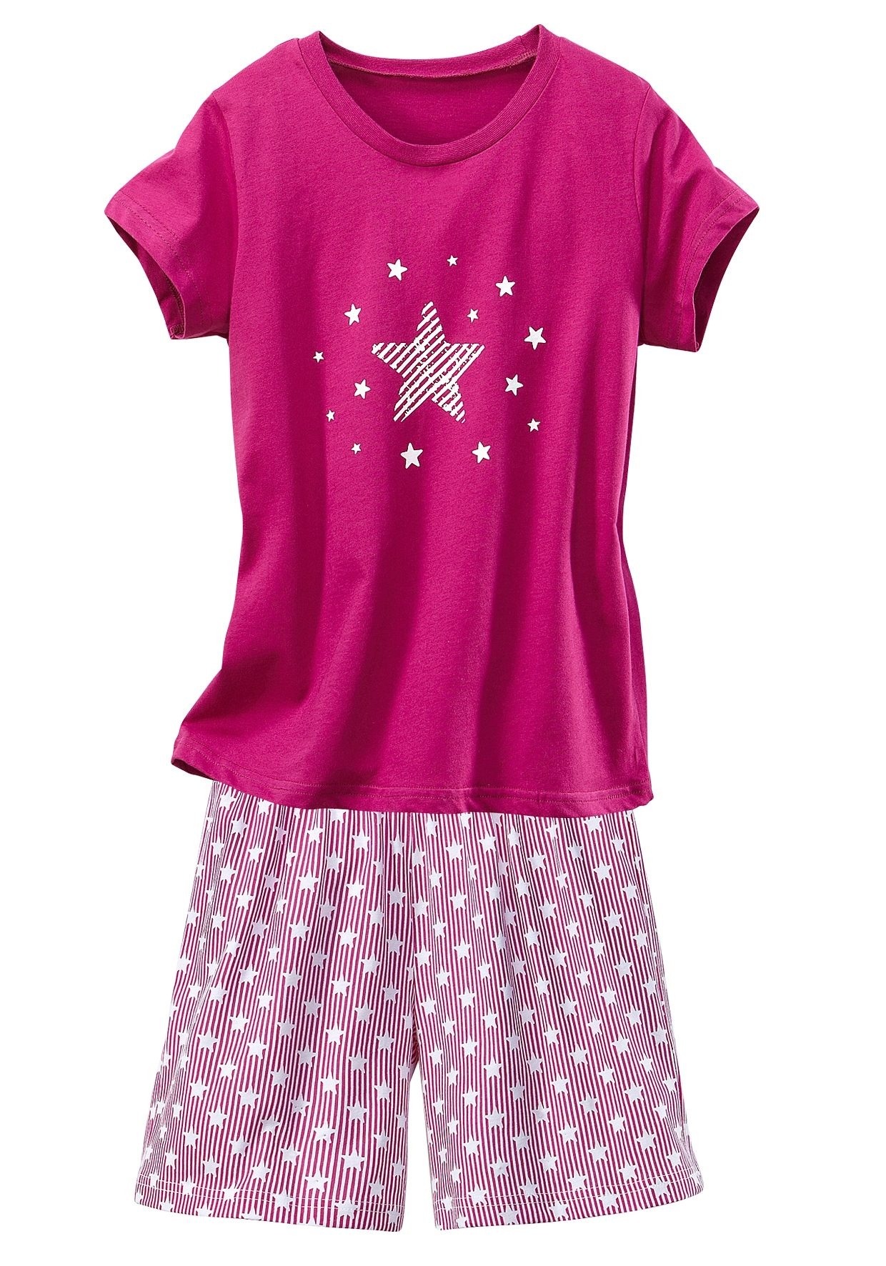 petite fleur Shorty, (Set, 4 tlg., 2 Stück), modischer Sternendruck auf den Shirts und Hosen