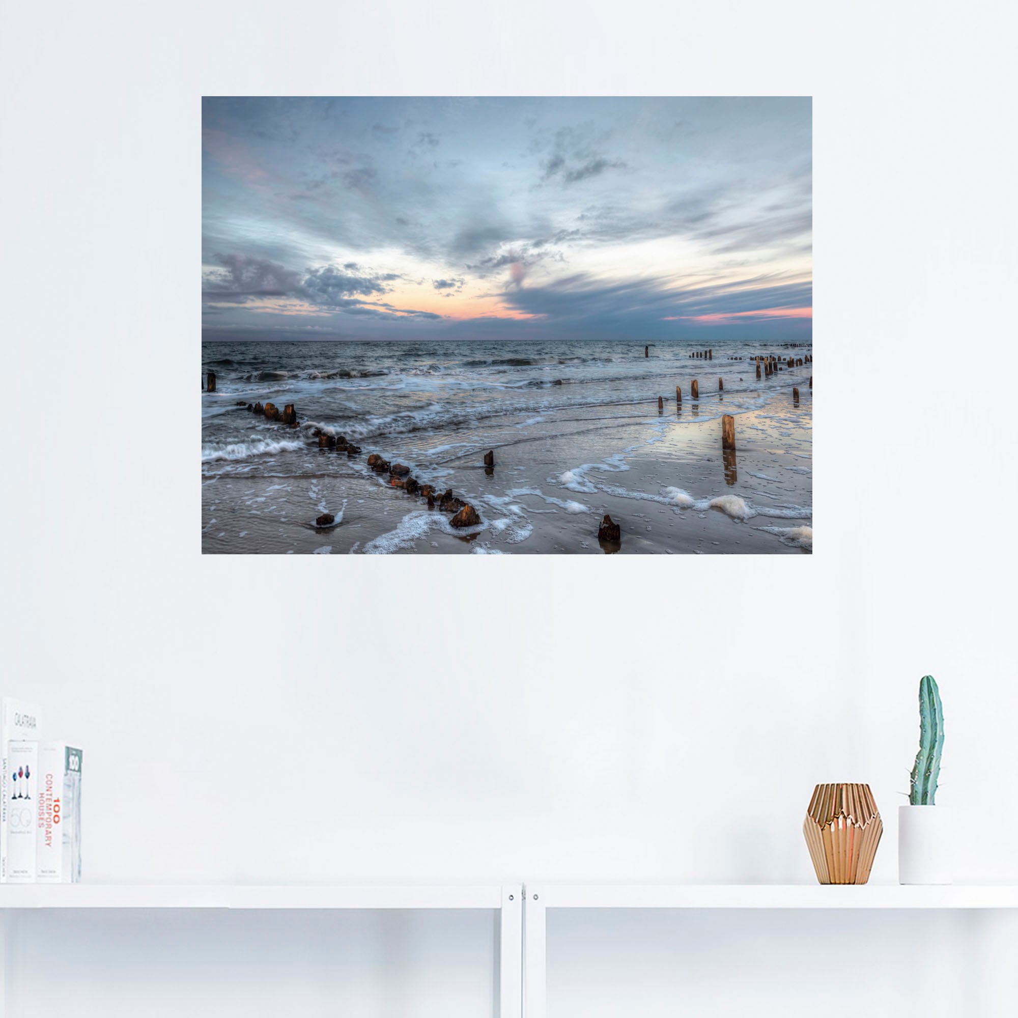 Artland Wandbild »Winter Sonnenuntergang am Meer«, Gewässer, (1 St.), als  Leinwandbild, Wandaufkleber oder Poster in versch. Größen bestellen | BAUR