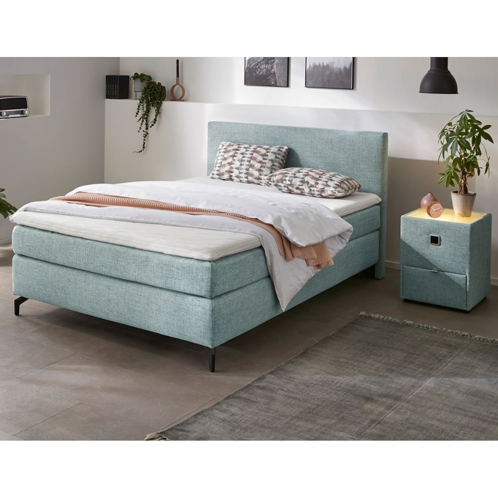 INOSIGN Boxspringbett Alinas, mit Topper und Zierkissen, in unterschiedliche Farbvarianten und Breiten lieferbar