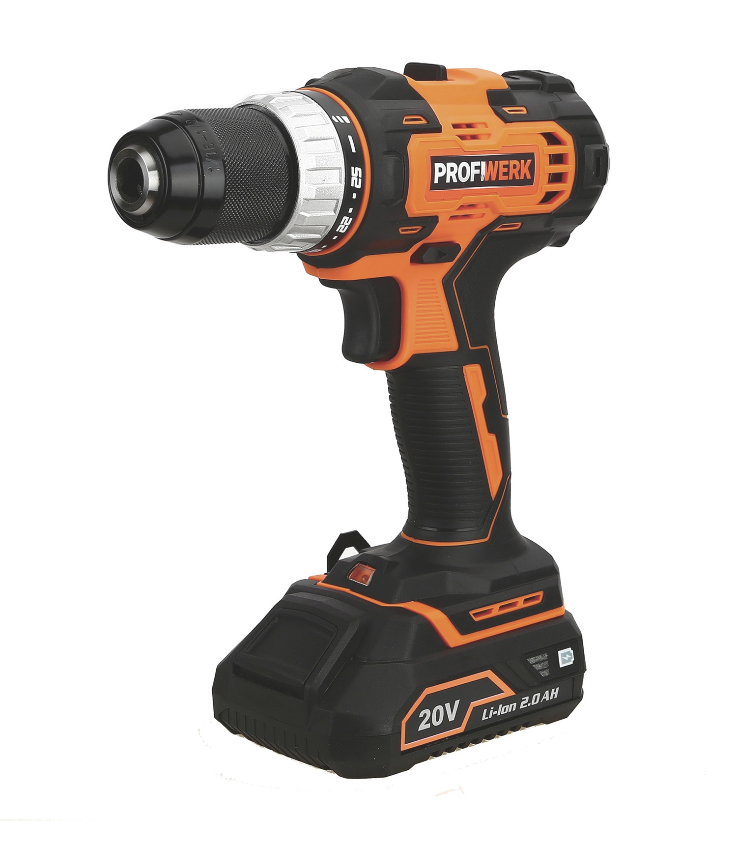 Profiwerk Akku-Bohrschrauber »PWBS-01-Kit 20V«, (2,0Ah Akku, Netzteil, Transportkoffer, Bit-& Bohrerset)