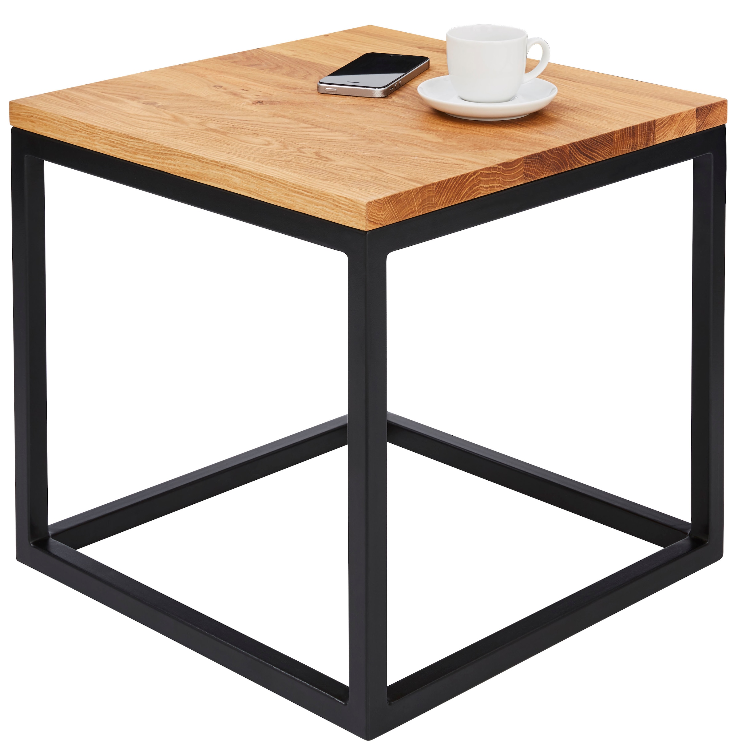 Home affaire Couchtisch "Voorst" aus massiver Eiche und Metallgestell günstig online kaufen