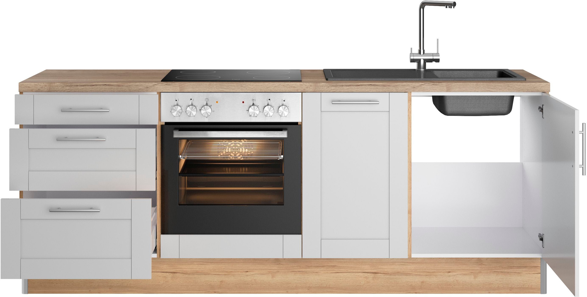 OPTIFIT Küche »Ahus«, 225 cm Funktion, mit breit,wahlweise Close E-Geräten,Soft MDF Fronten BAUR 