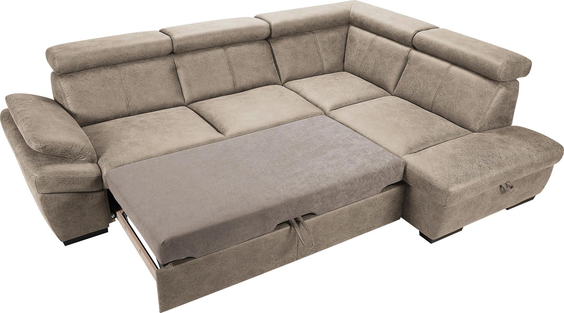 exxpo - sofa fashion Ecksofa »Salerno, klassisch modernes Funktionssofa, hoher Sitzkomfort, L-Form«, inkl. Kopf- und Armteilverstellung, wahlweise mit Bettfunktion
