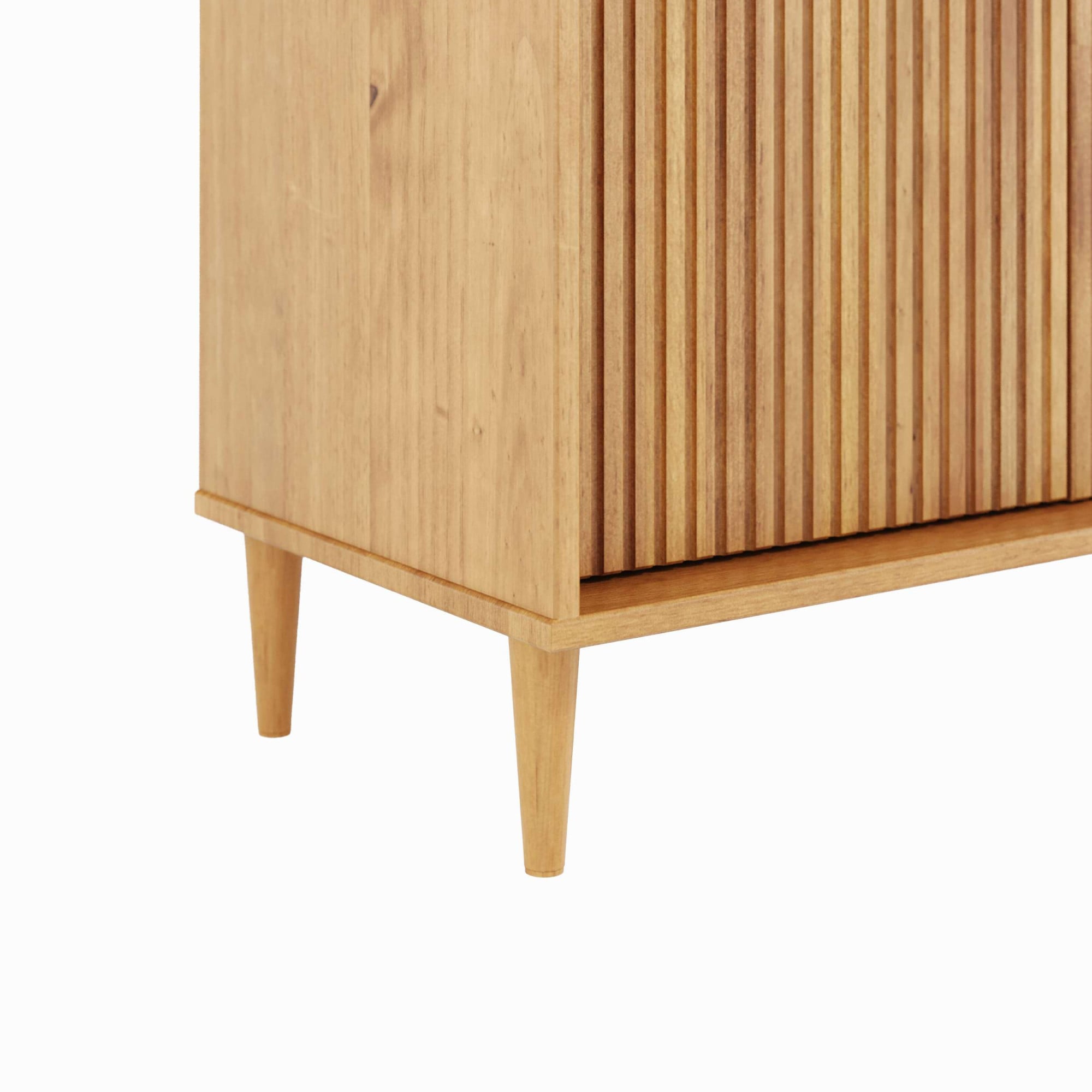 OTTO home Vitrine »Malmedy Front mit gefrästen Rillen« aus massivem Kiefernholz, Push-to-open, FSC, Breite 80 cm, Höhe 180 cm