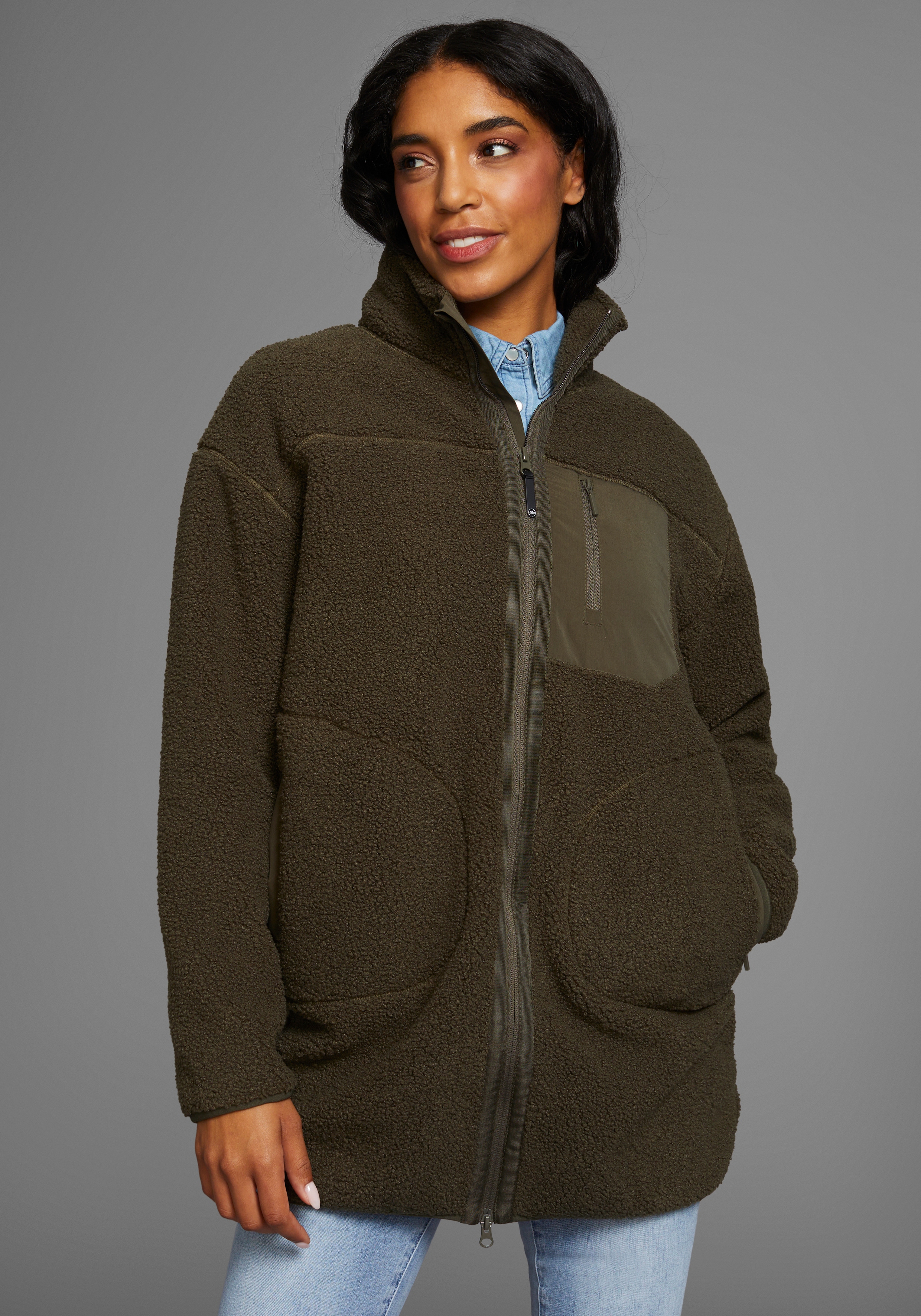 Polarino Fleecejacke Teddy Fleece Jacke, Oversize