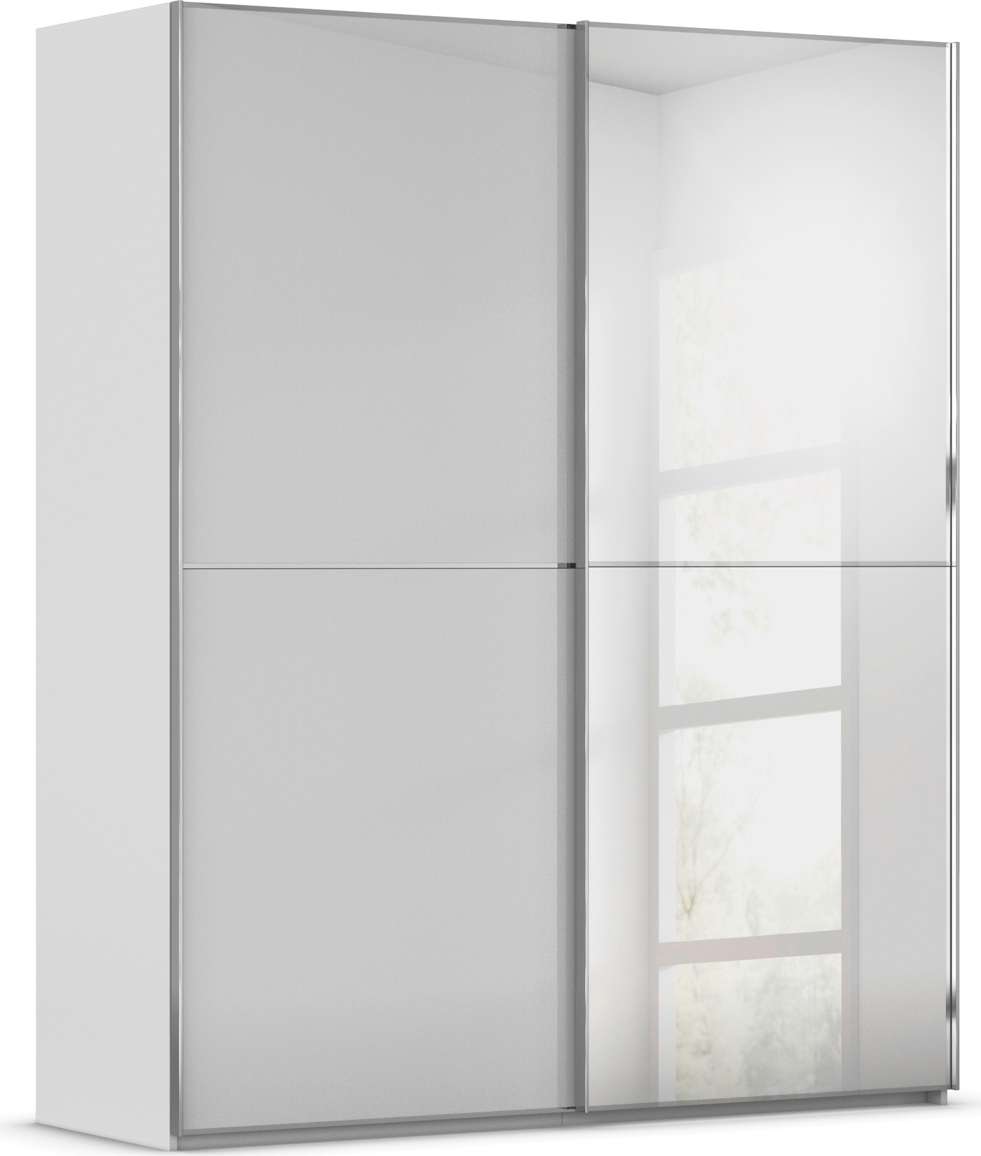 rauch Schwebetürenschrank "Kleiderschrank Schrank Garderobe Schlafzimmerschrank SCALE-DUO" edle zweigeteilte Türen Spiegel/Glas-Mix 3 Zierleisten MADE IN GERMANY