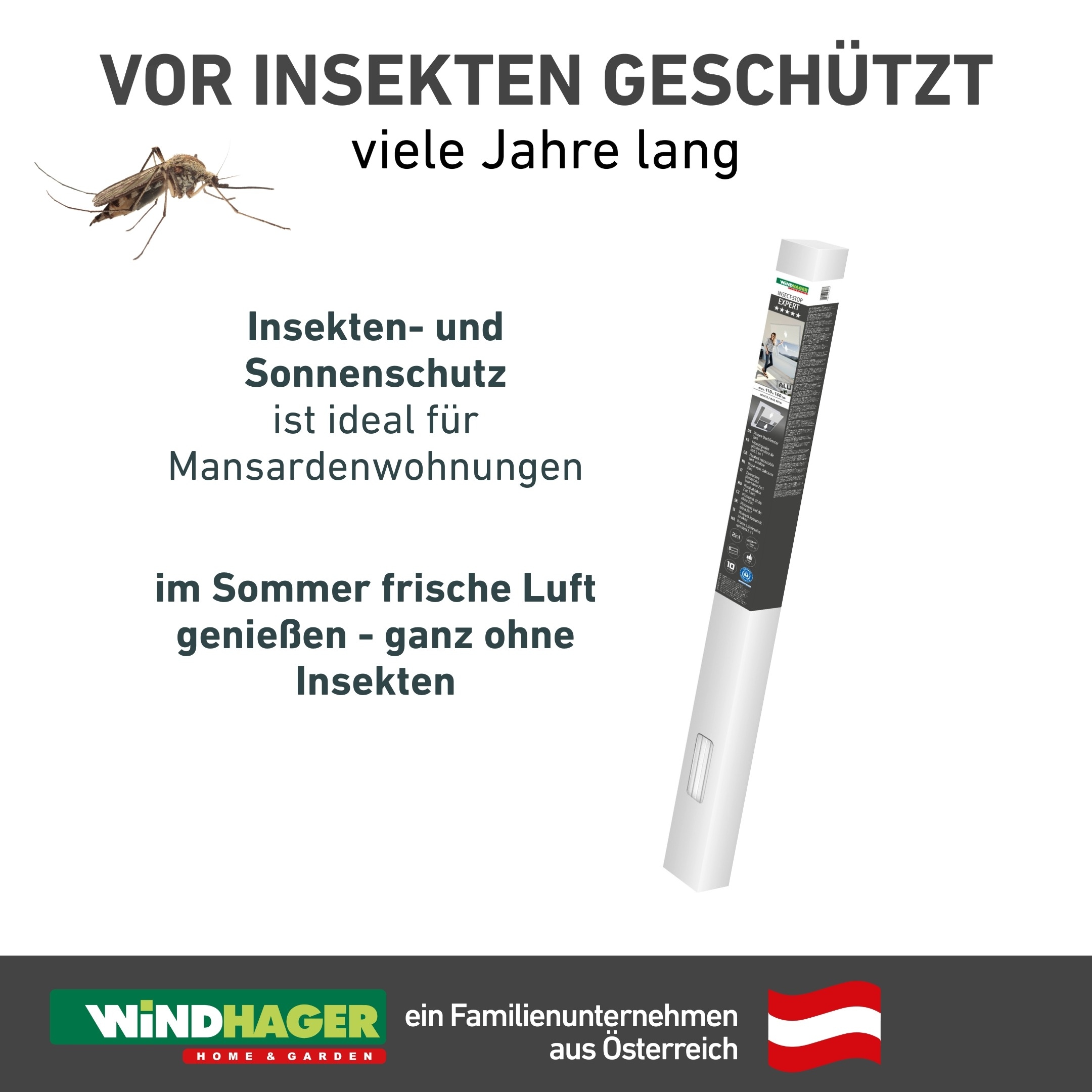 Windhager Insektenschutz-Fensterrahmen »Expert, Insekten- und Sonnenschutz in Plisseeform mit Alurahmen« Insektenschutz für Dachfenster, 110 x 160 cm, weiß