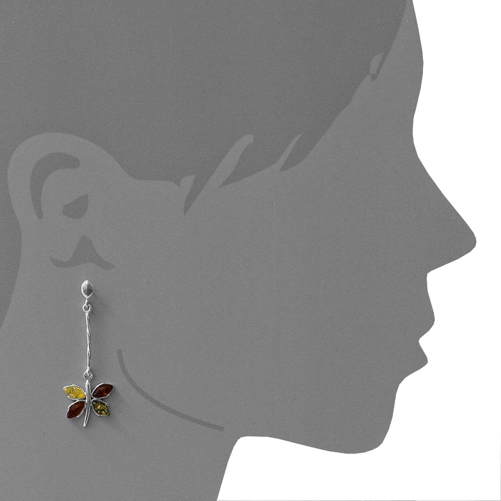OSTSEE-SCHMUCK Paar Ohrstecker »- Schmetterling - Silber 925/000 - Bernstein«