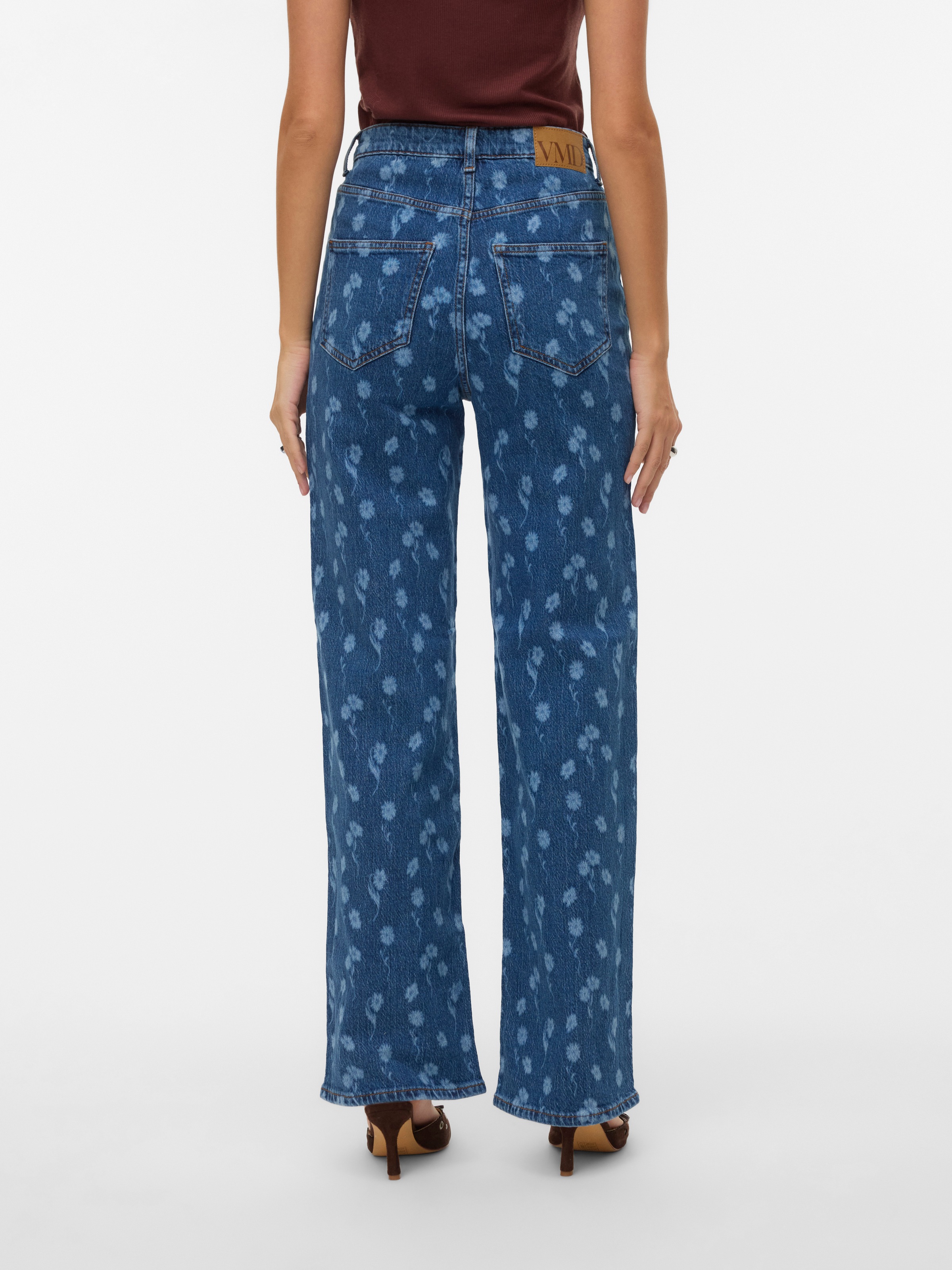Vero Moda Straight-Jeans »VMTESSA HR WIDE FLOWER DENIM JEANS RA380« mit Blumenmuster