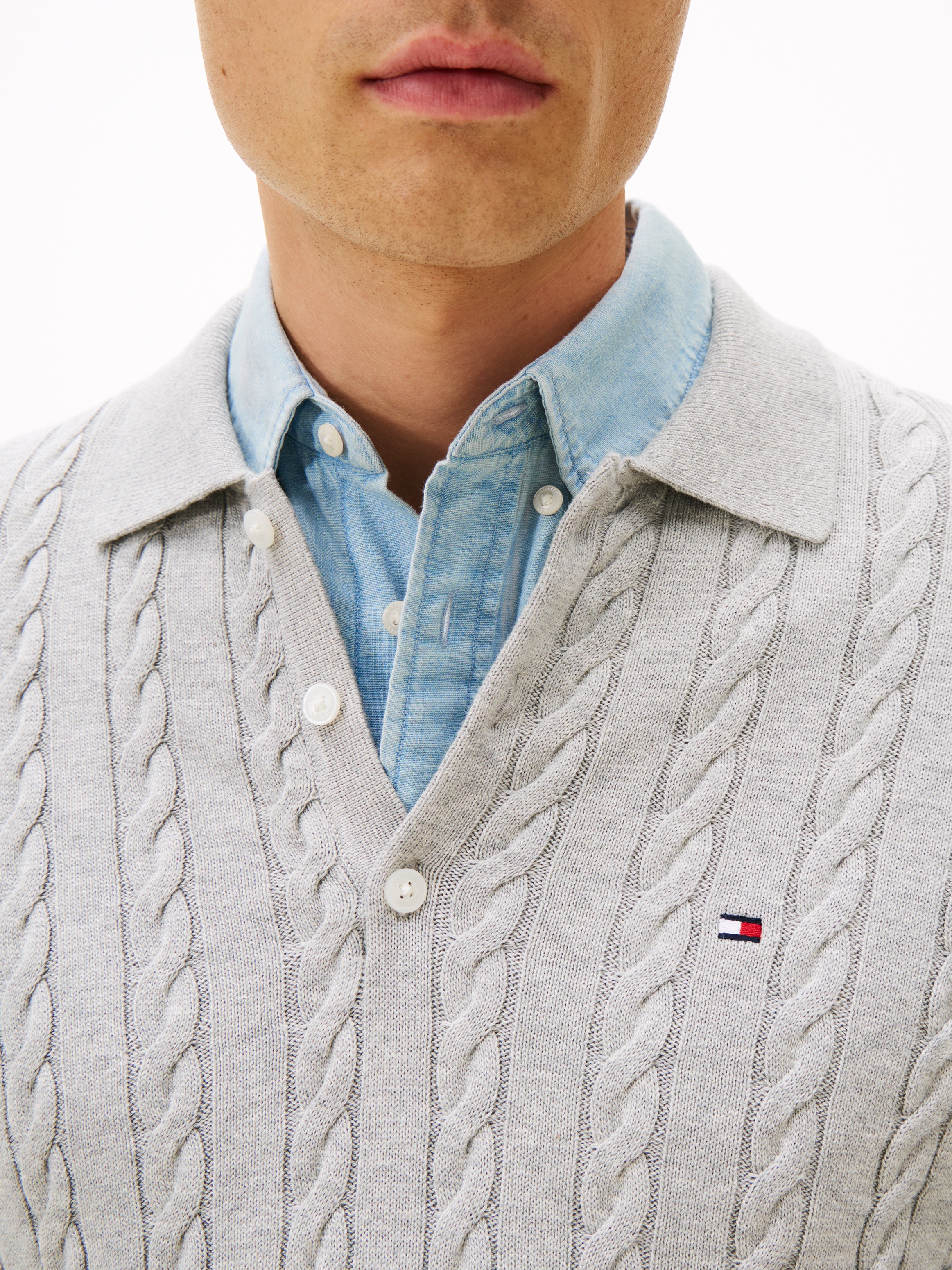 Tommy Hilfiger Polokragenpullover "CLASSIC COTTON CABLE" mit Zopfmuster, re günstig online kaufen