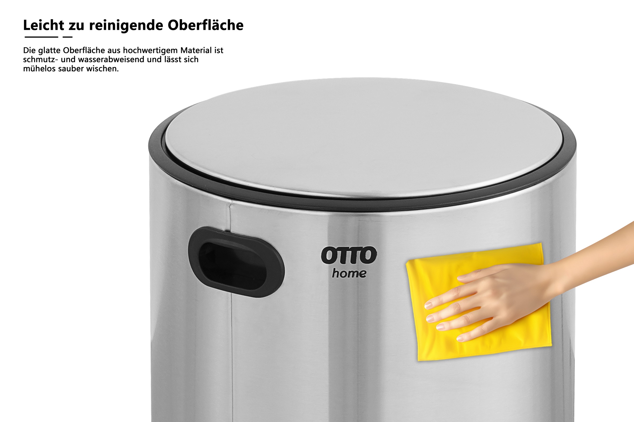 OTTO home Mülleimer »Lennu, mit verzögertem Schließmechanismus und verstecktem Griff« 1 Behälter moderner Treteimer für Küche oder Bad, Abfalleimer mit Deckel