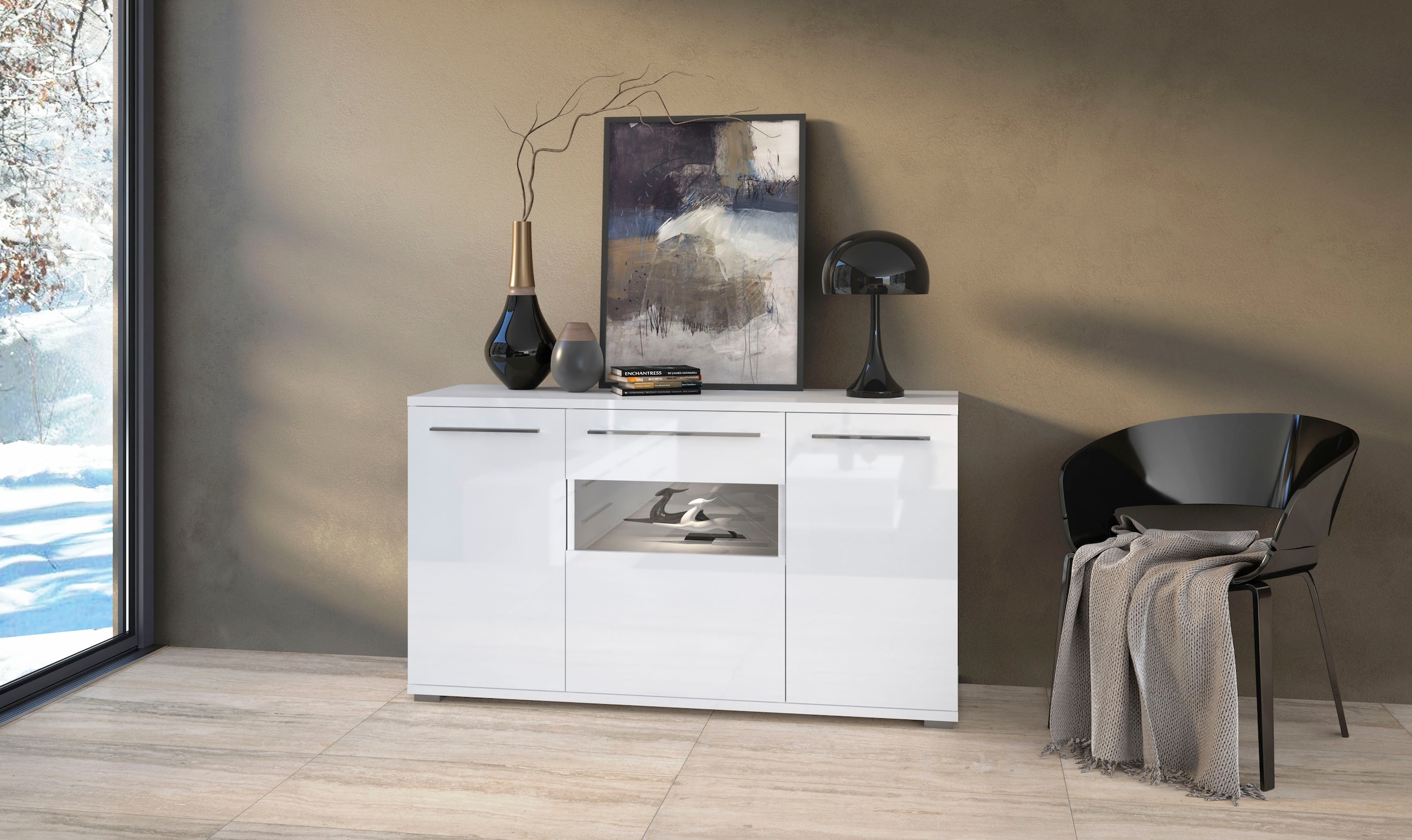Places of Style Kommode "Piano", (H/B/T): 84,6/180/45,2cm), Hochglanz UV la günstig online kaufen