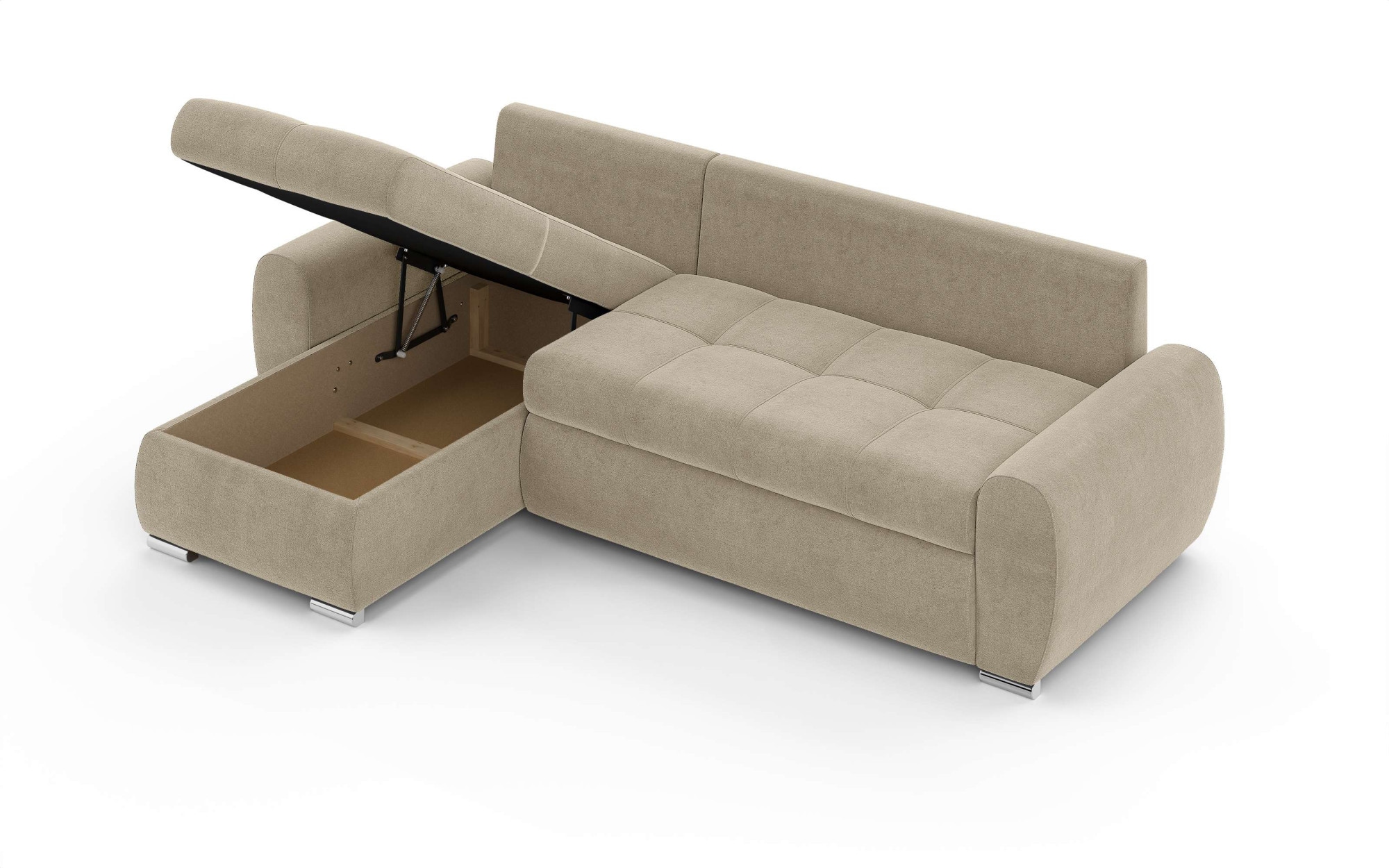 INOSIGN Ecksofa »HAVERHILL Schlafsofa mit Bettkasten, Maße B/H/T: 237/89/166 cm«, L-Form mit Recamiere links oder rechts bestellbar, Wellenunterfederung