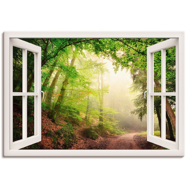 Artland Wandbild »Fensterblick Torbögen durch Bäume«, Wald, (1 St.), als  Alubild, Leinwandbild, Wandaufkleber oder Poster in versch. Größen  bestellen | BAUR