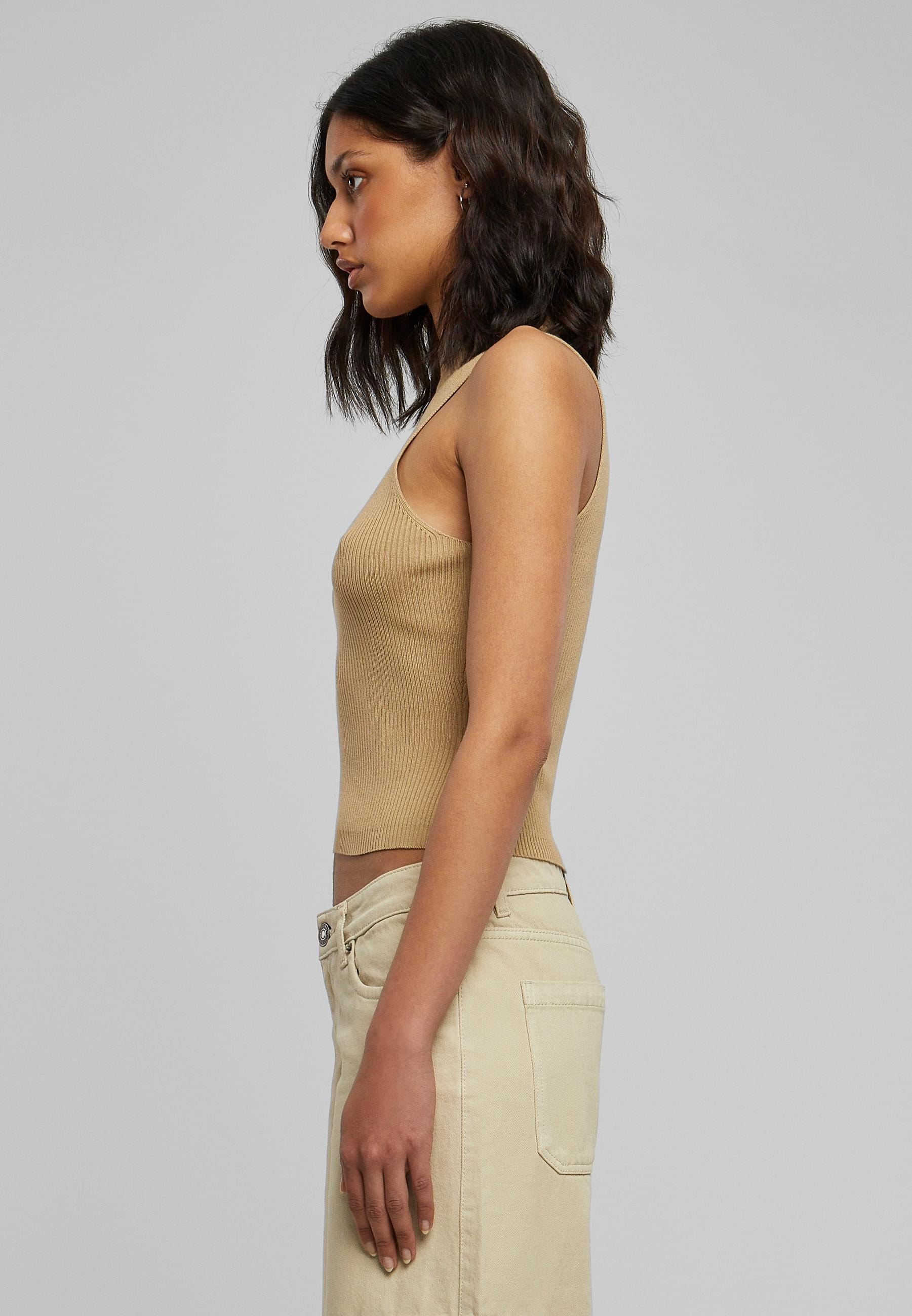 URBAN CLASSICS Muskelshirt »Urban Classics Damen Ladies Short Rib Knit Turtleneck Top«, (1 tlg.)