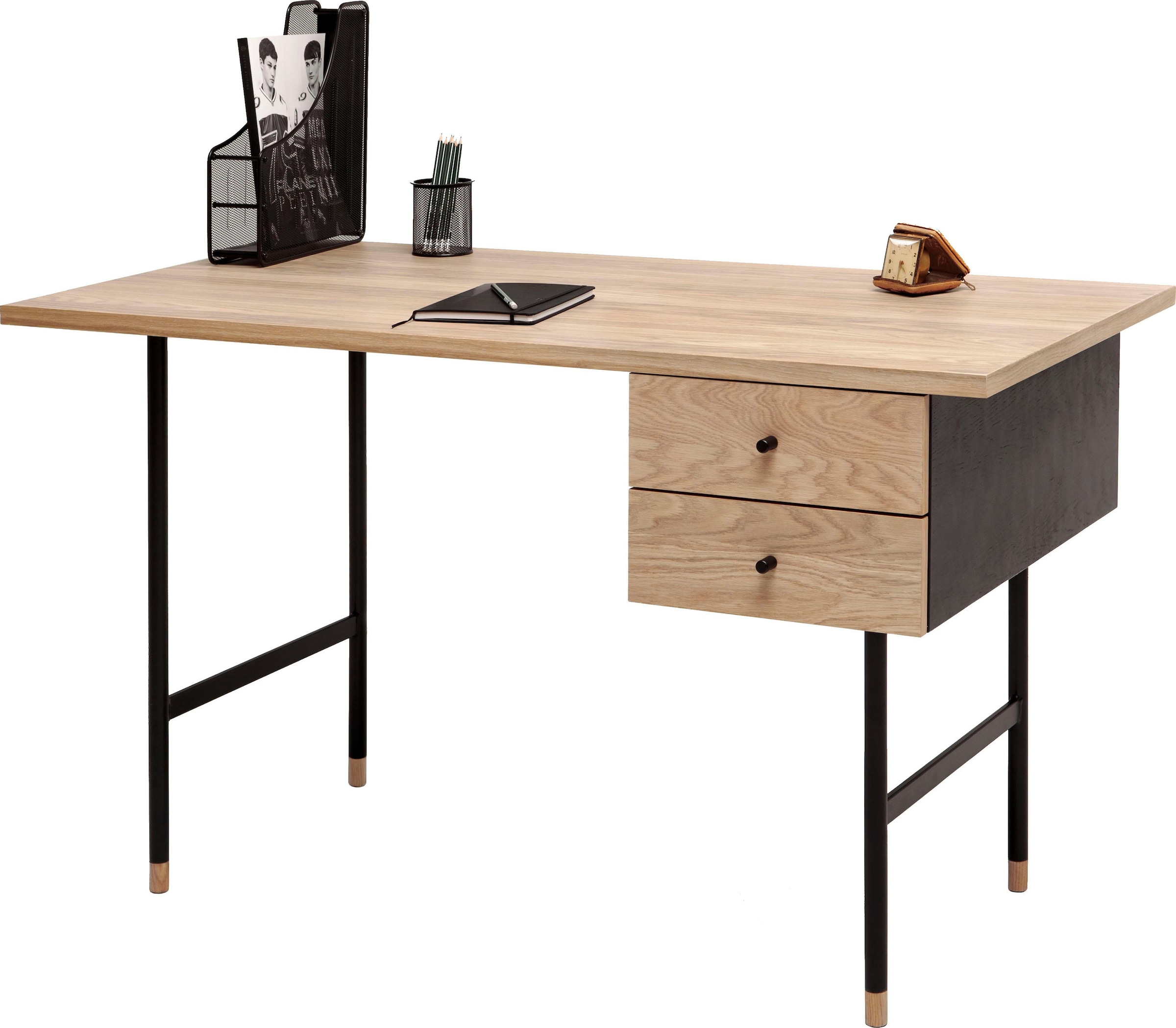 Woodman Schreibtisch »Daniel«, Schubladen mit Soft-Close-Funktion, Beine aus Metall